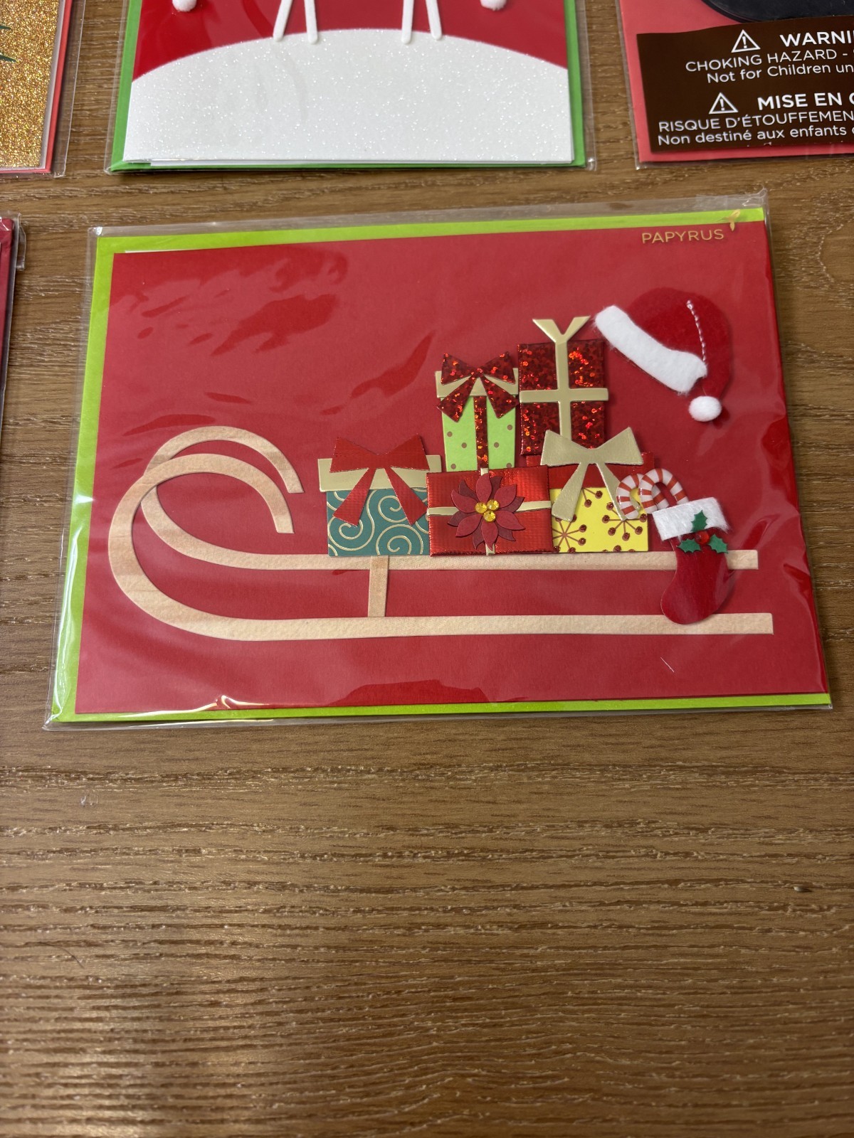 Lot of 7 PAPYRUS Christmas Cards Assorted w/DISNEY Glitter Foil Envelopes NEW