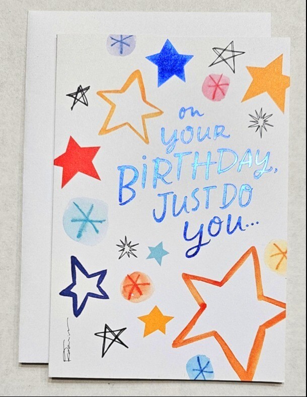 Birthday Card with Envelope American Greetings Bday Stars Orange