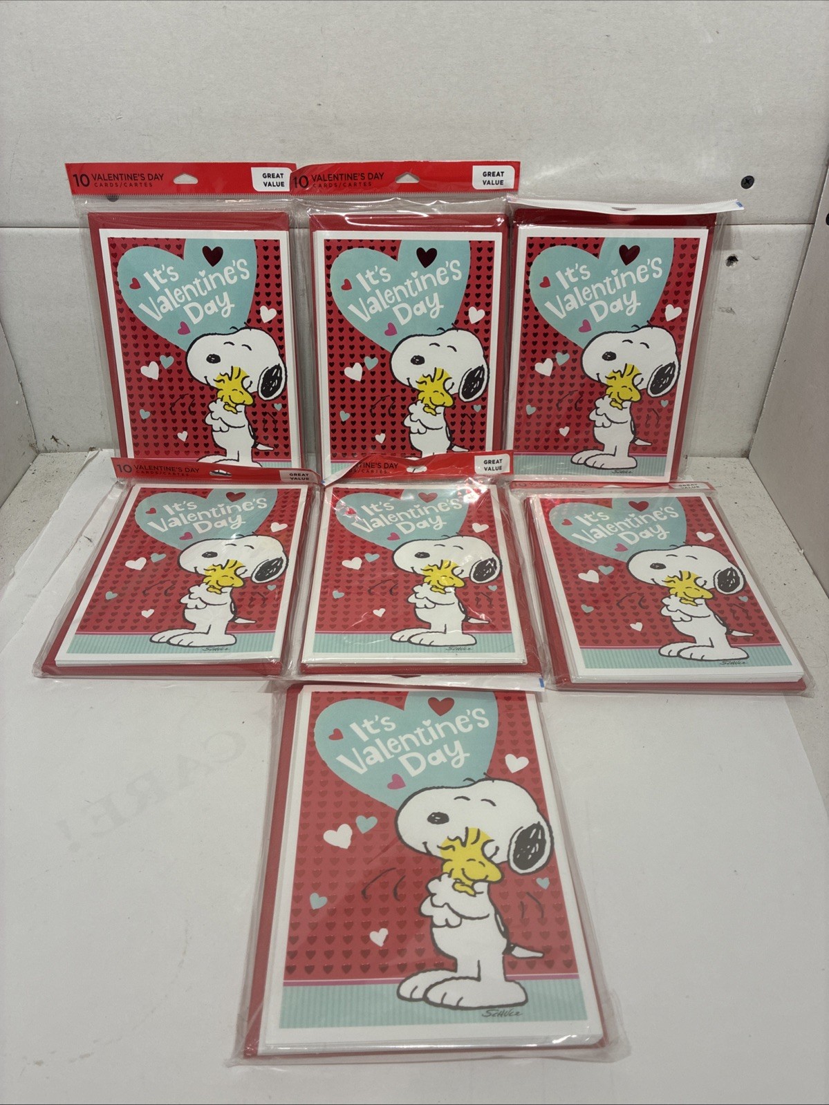 7 Packs of 10 Hallmark Peanuts Snoopy Woodstock Valentines Day Cards 2021