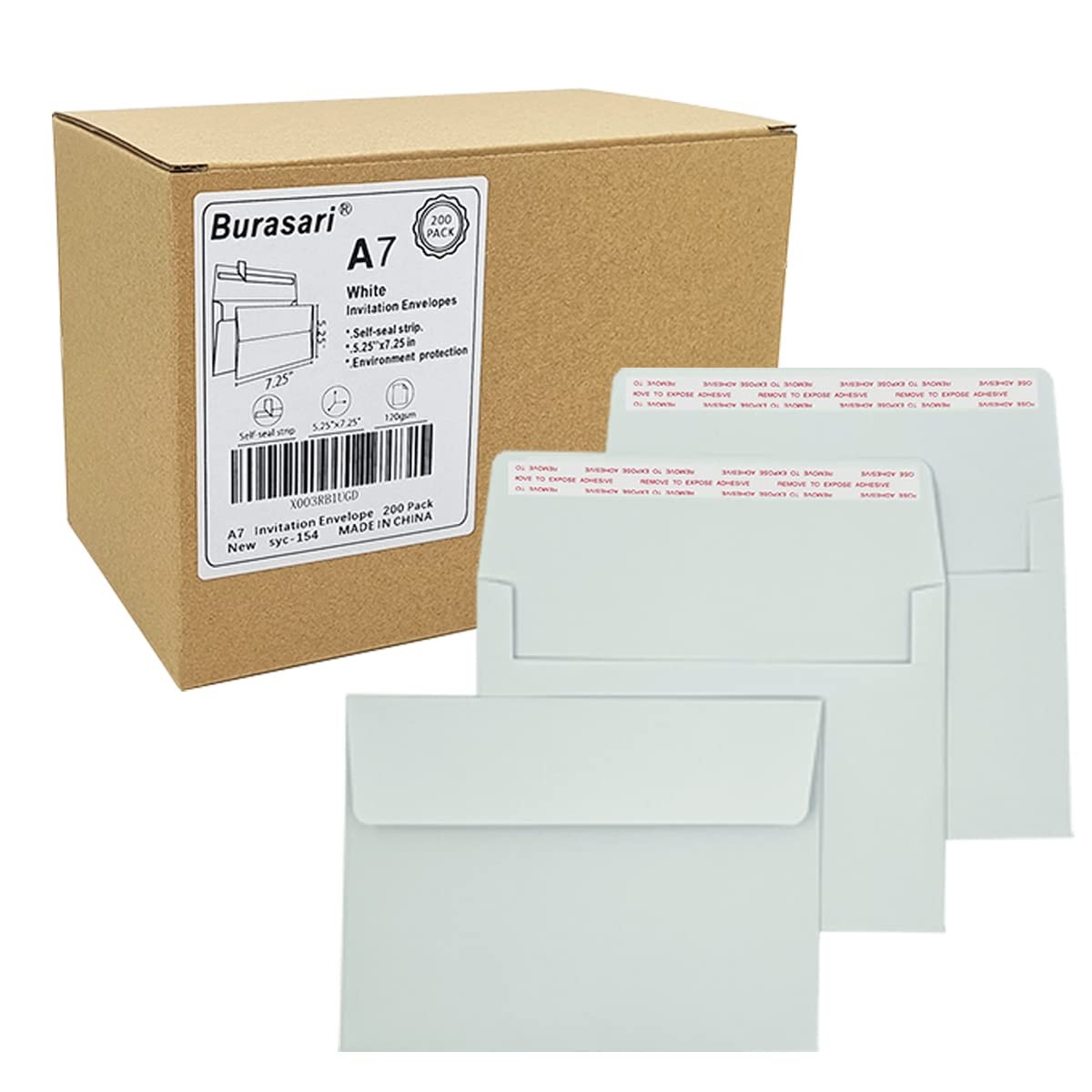 A7 Invitation Envelopes 200 PCS – 5.25×7.25 in Windowless Design 120GSM White…