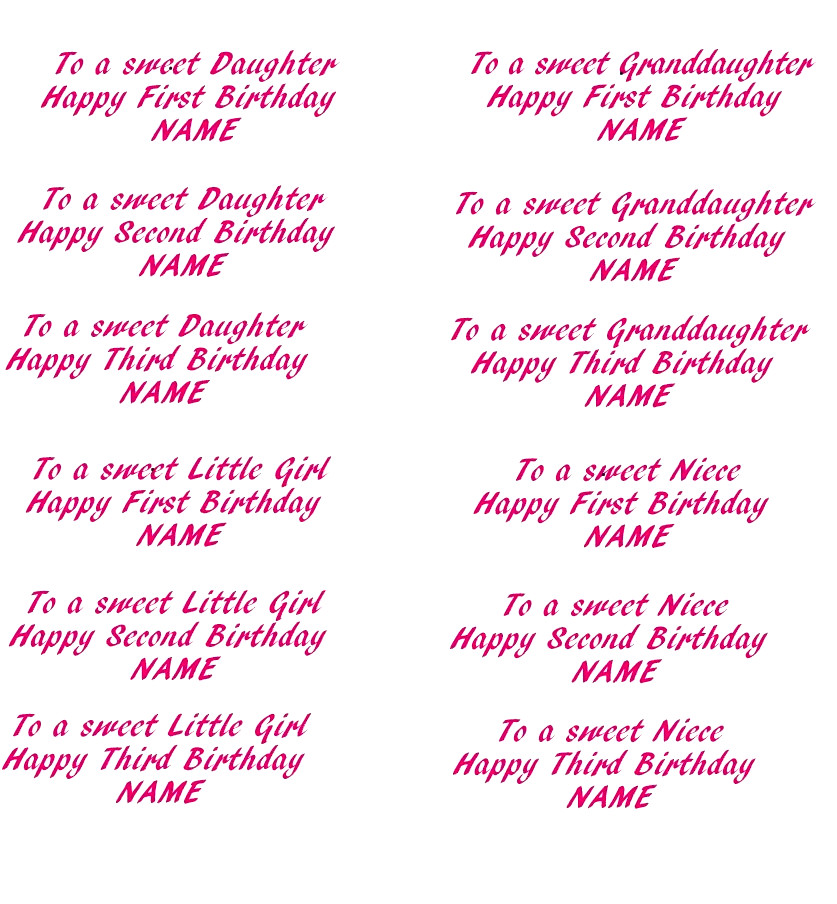 Personalized Birthday Card for 1, 2 or 3 Year Old Girl Cute Cupcake Verse Inside