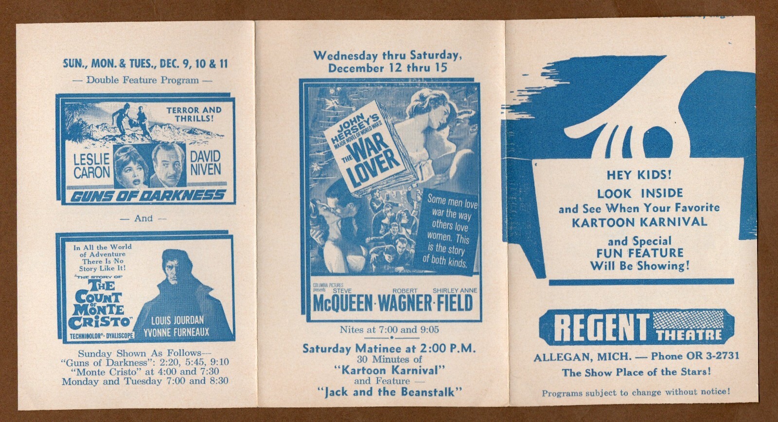 Regent Theater Handbill Flyer Advertisement, Vintage 1962 The 300 Spartans
