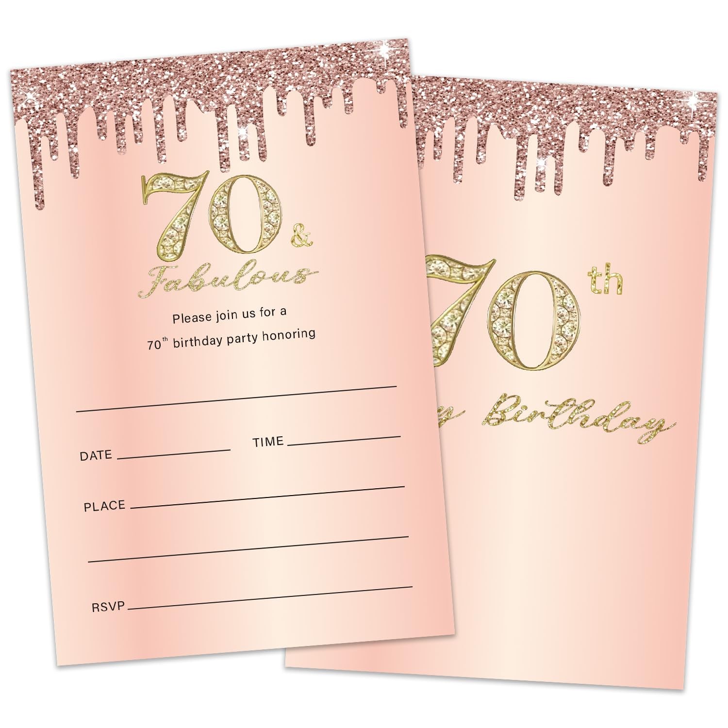 Birthday Invitations 70th Rose Gold Women Party Invites Envelopes Decoration