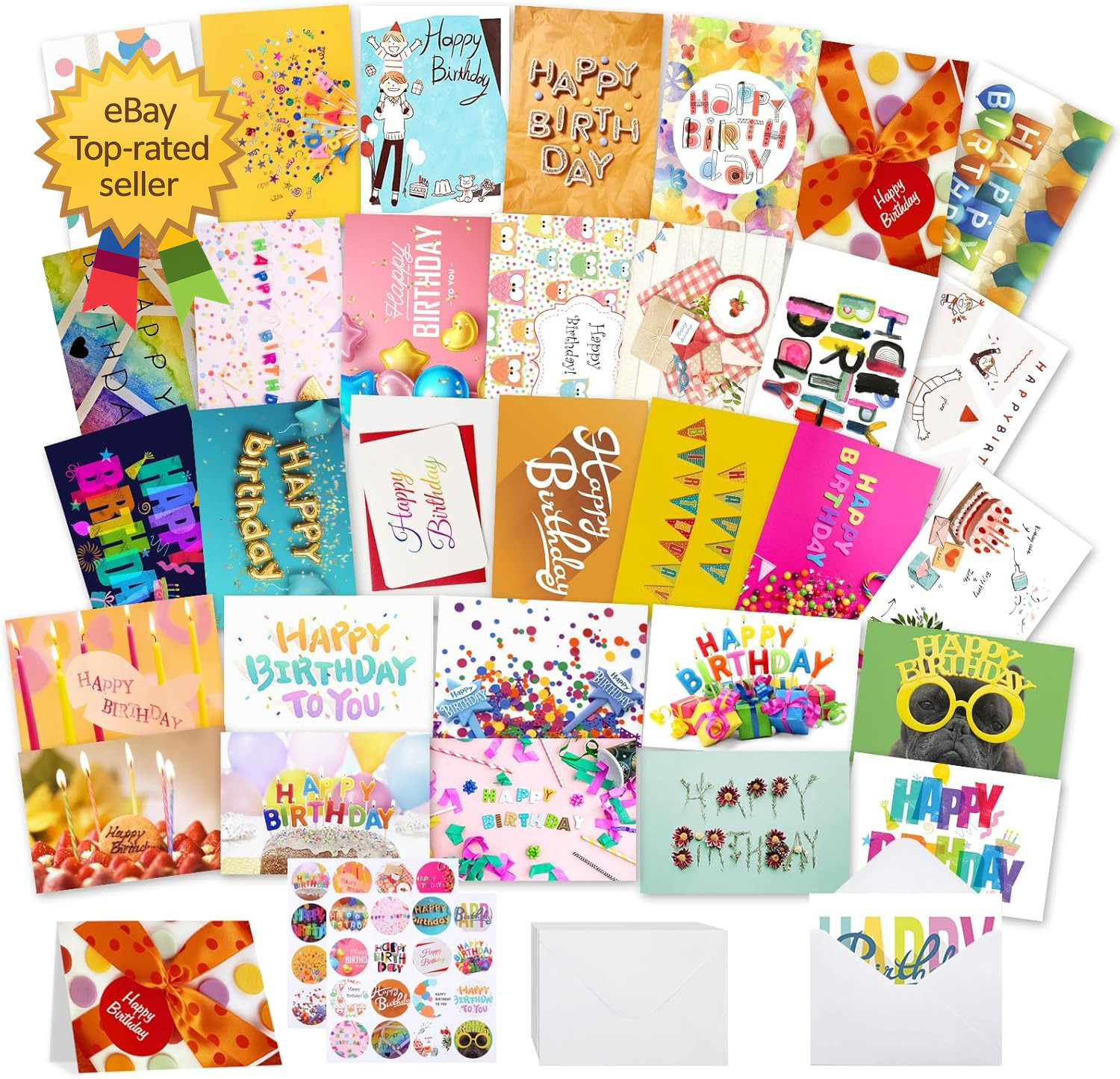 32 PCS Happy Birthday Cards Bulk with Envelopes, 4X6 Assorted Birthday Cards