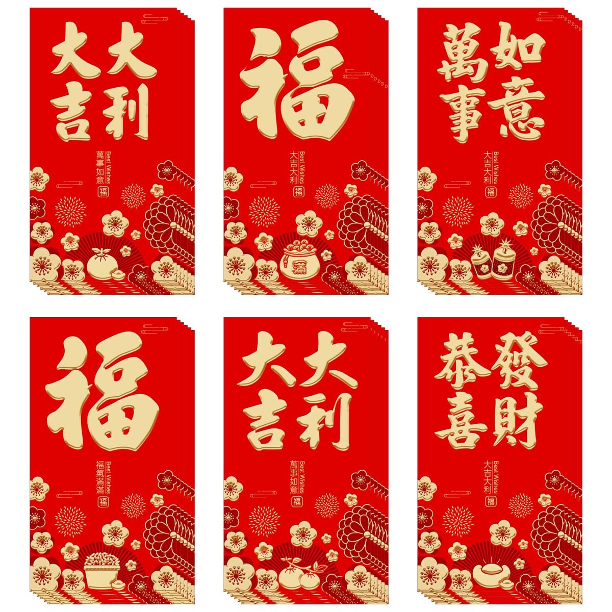 36 Pcs Chinese New Year Red Envelopes of 2026, Year of the Horse Design with …