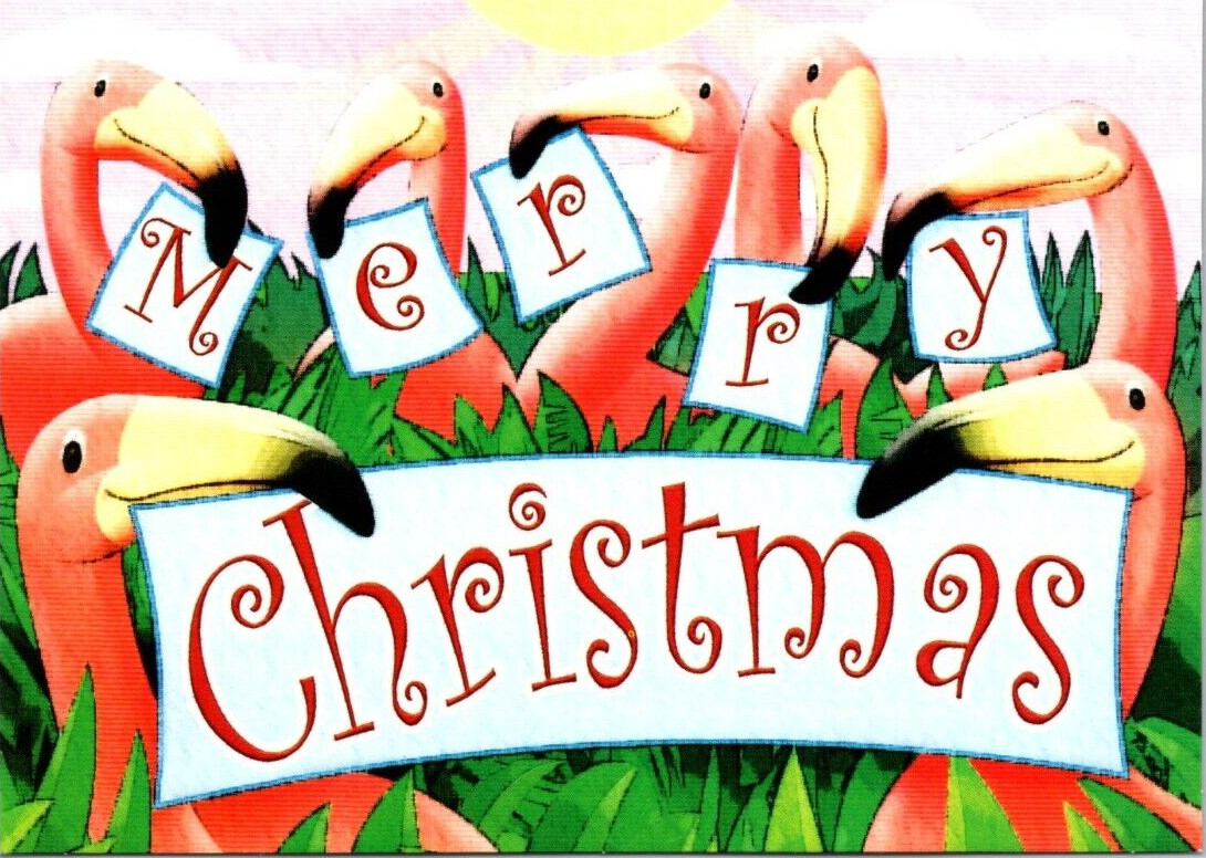 FLAMINGO CHRISTMAS Paper Magic Group Christmas Greeting Card w/ Envelope MG55