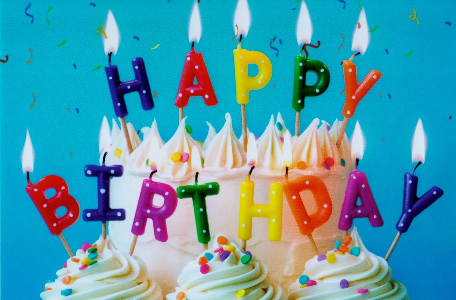 Birthday Balloons Cupcakes Sparkle Candle 1 Card 1 Envelope Greeting Card
