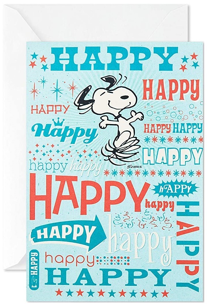 Hallmark Birthday Card with Envelope 5 x 7 Peanuts Charlie Brown Happy Snoopy