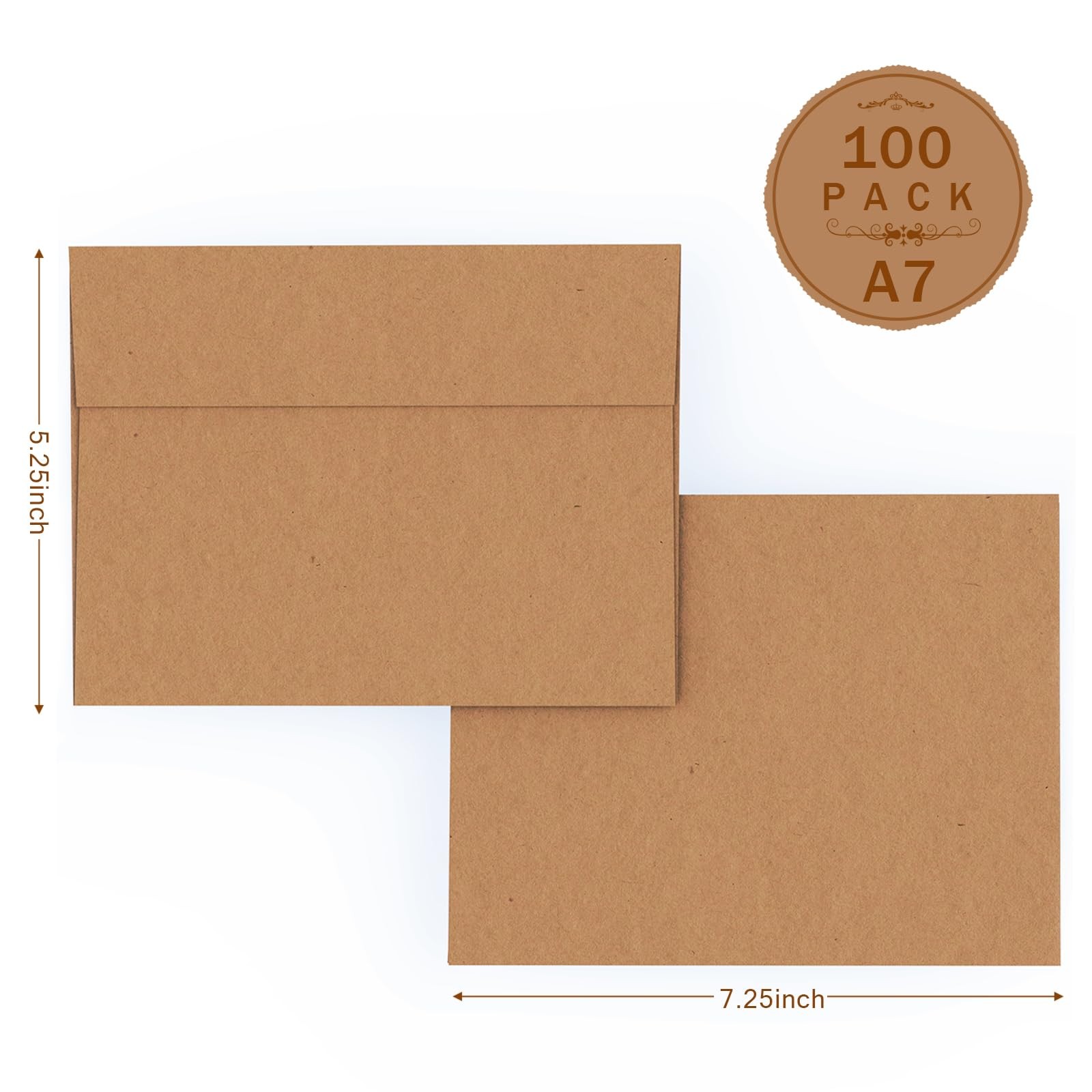 A7 Brown Kraft Envelopes Self Seal 100 Pack 120 GSM，Goefun Printable 5×7 Enve…