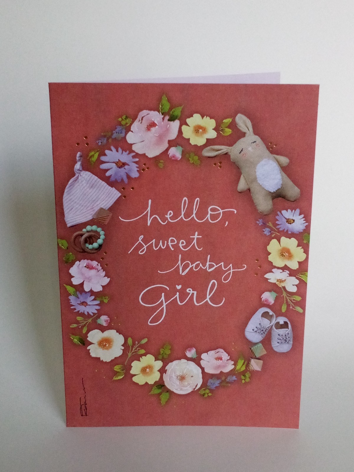 Newborn Greeting Card, Hello, Sweet Baby Girl, 4×6, w/envelope