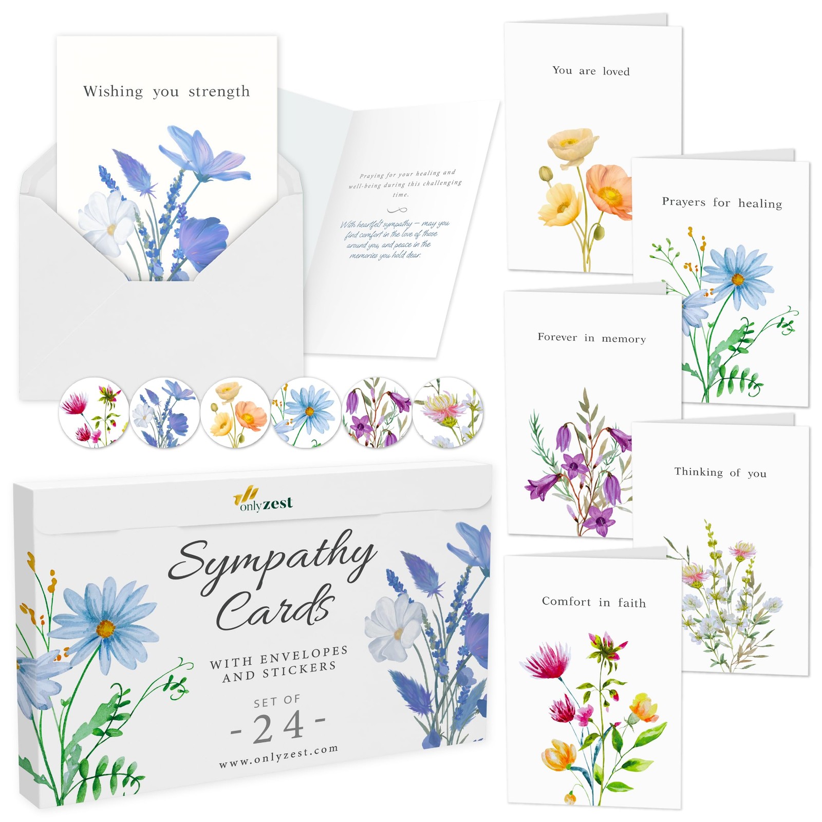 4×6 in Box of Sympathy Cards with Envelopes Thinking of you Card for Condolence
