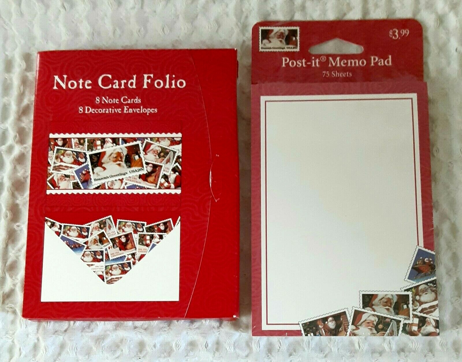 USPS NOTE CARDS 8 Cards Memo Pads 75 Pages SANTA Seasons Greetings Vintage New