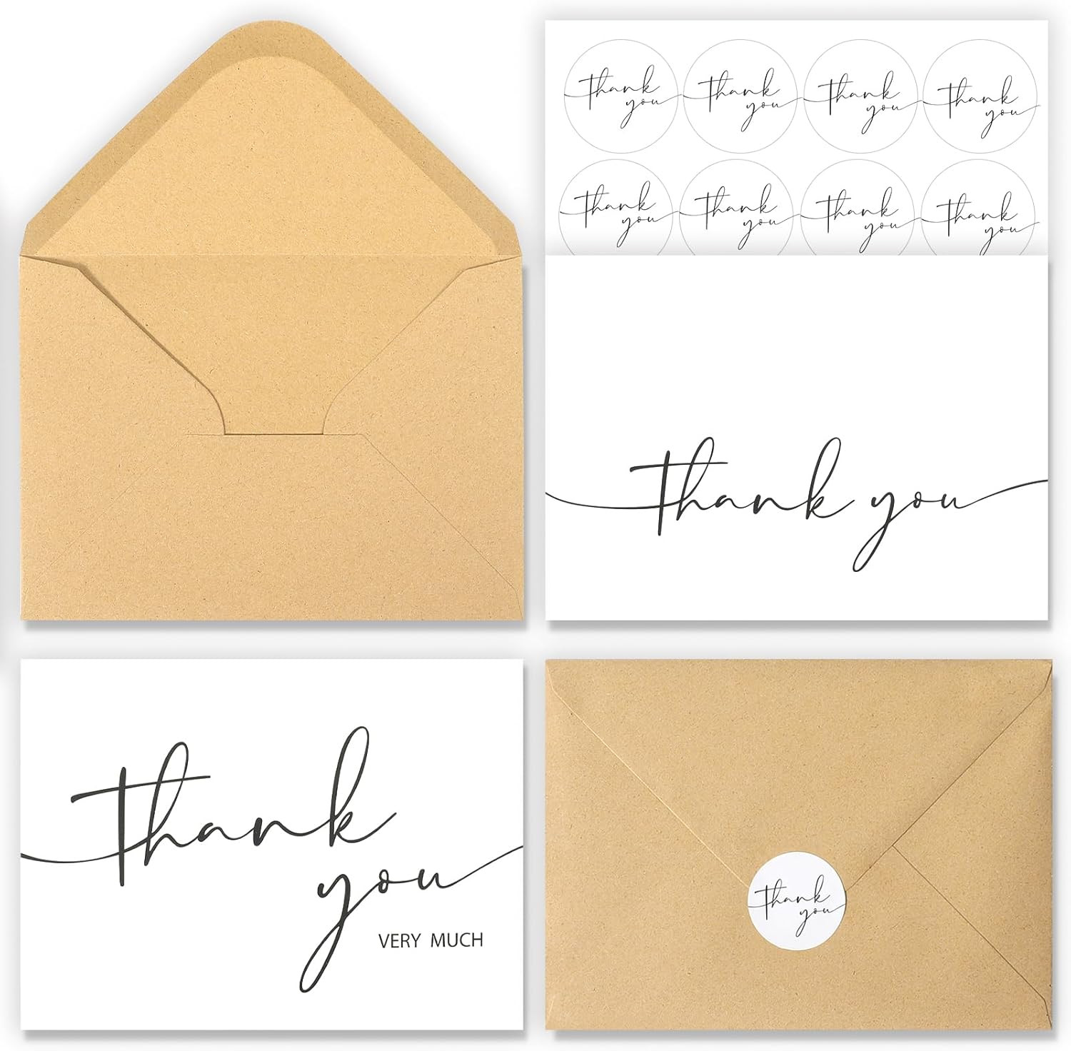 24 Pack Thank You Cards with Envelopes,4X6 Inch Minimalistic Design, Thank You N