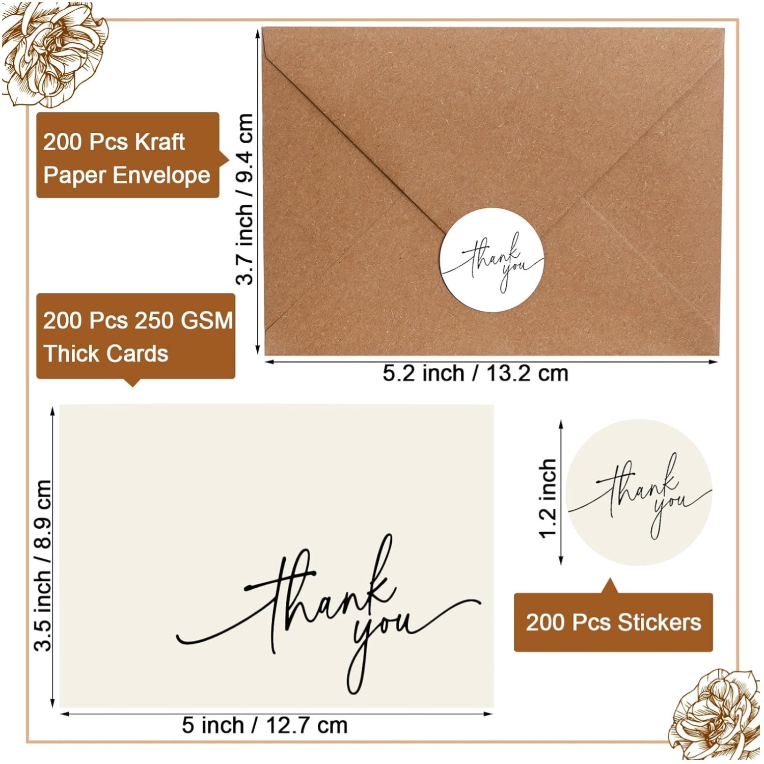 Kraft Envelopes Thank You Set
