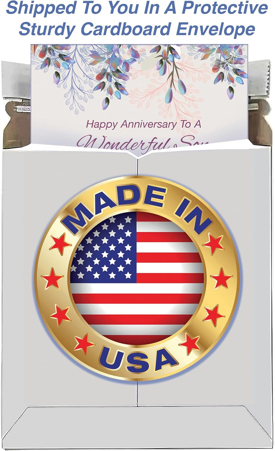 – Anniversary Card for Son and Daughter-In-Law – Made in USA – OPENS to 10″ X 7.