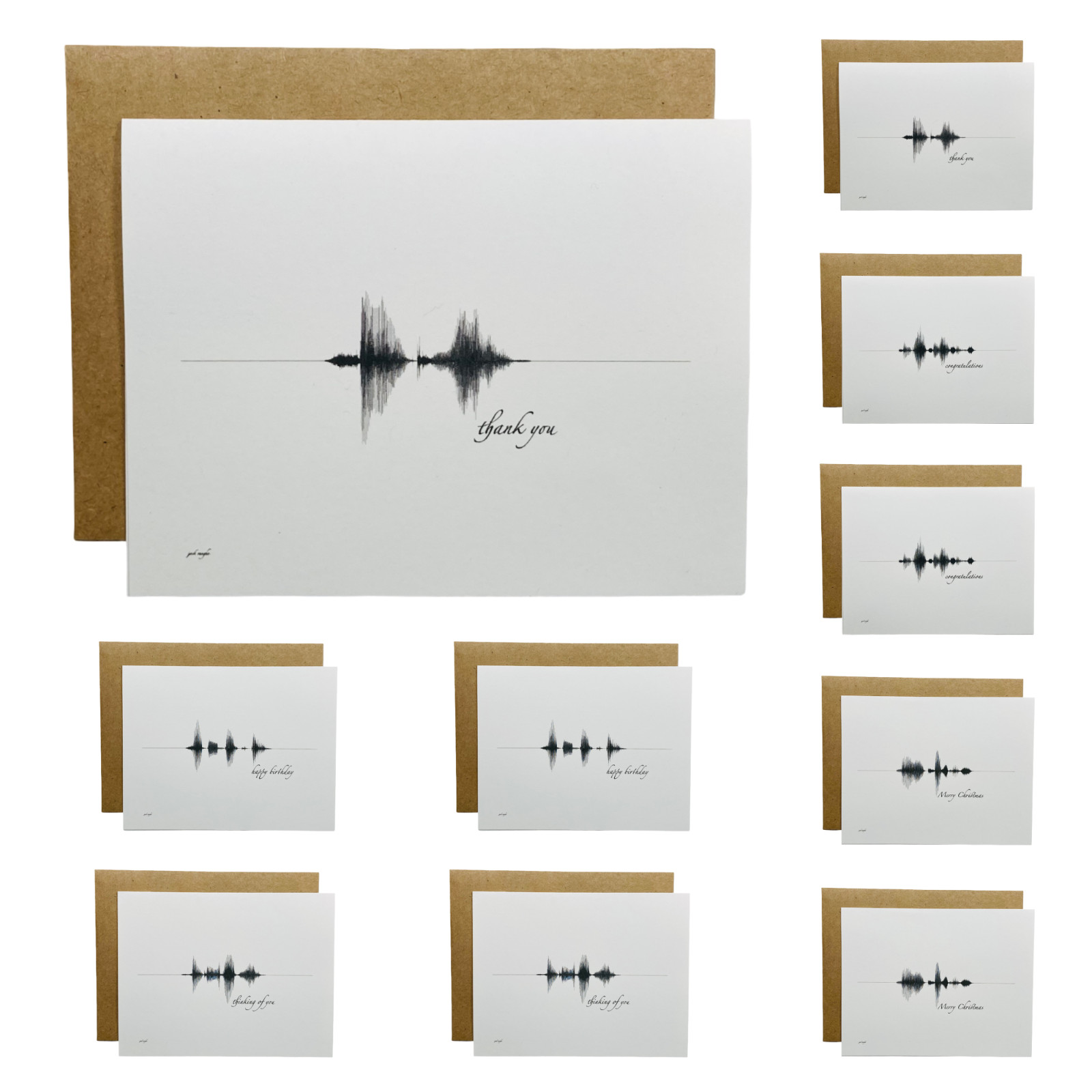 Soundwave Cards Assortment 10 Pack 4.25 x 5.5 in Envelopes Black White Modern