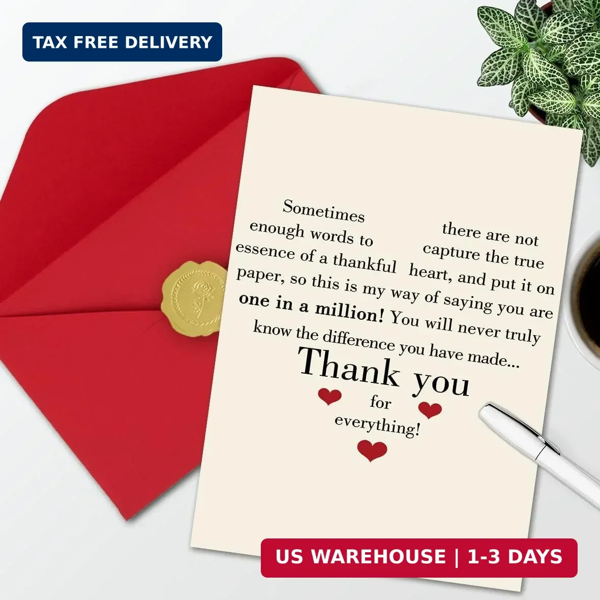 Thank You Card with Envelope, Gratitude Card,Thoughtful Appreciation Gift for Fr