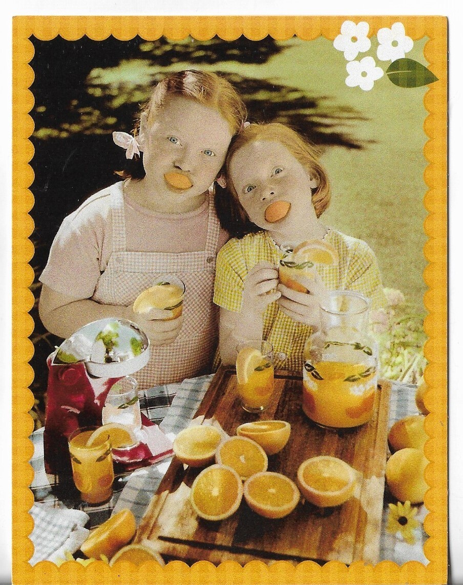 NEW LEANIN TREE Birthday Card 4.25×5.5 Two Girls – Orange You Just the Best!