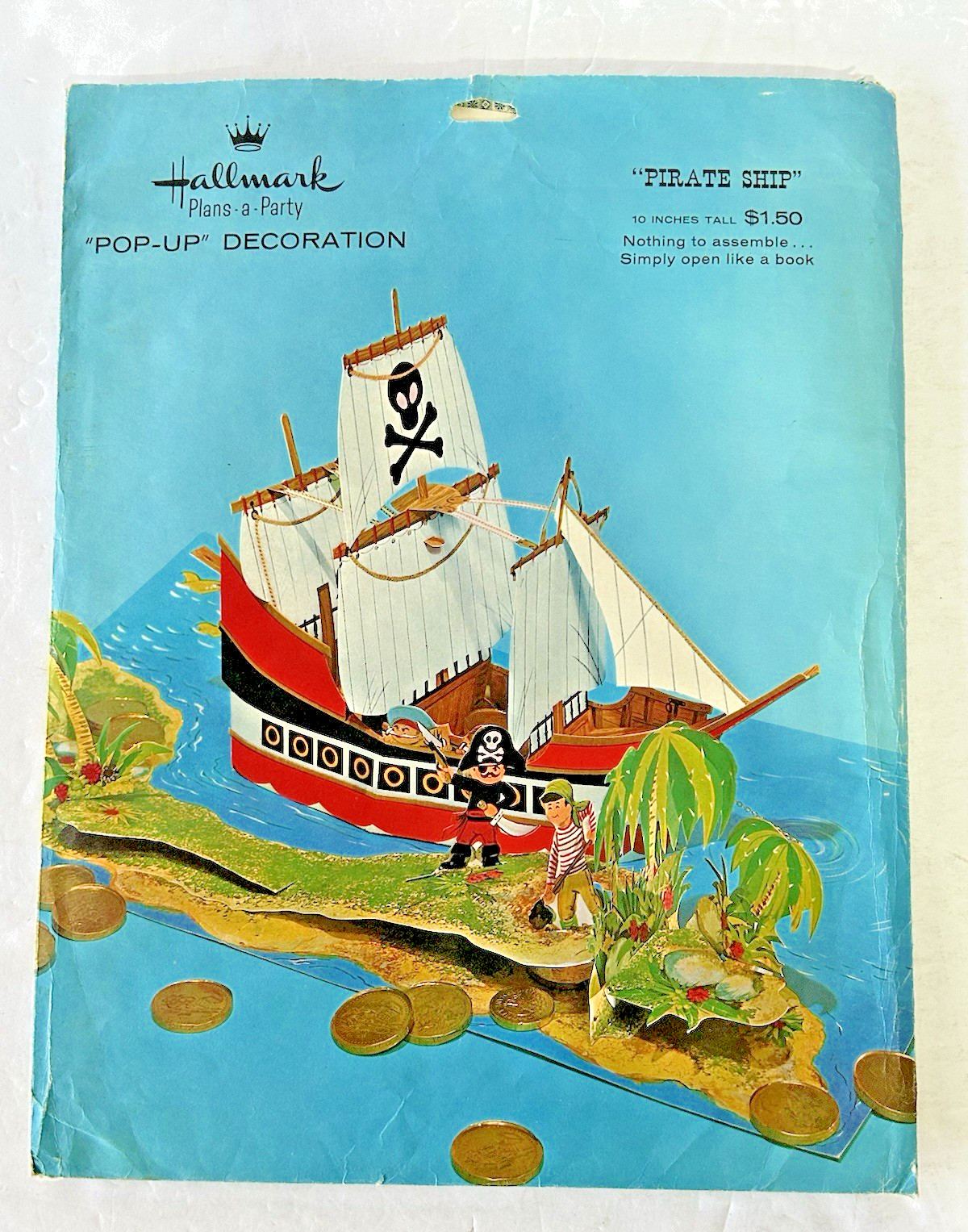 Vintage 1960’s Hallmark Pirate Ship Pop Up Decoration Centerpiece A17
