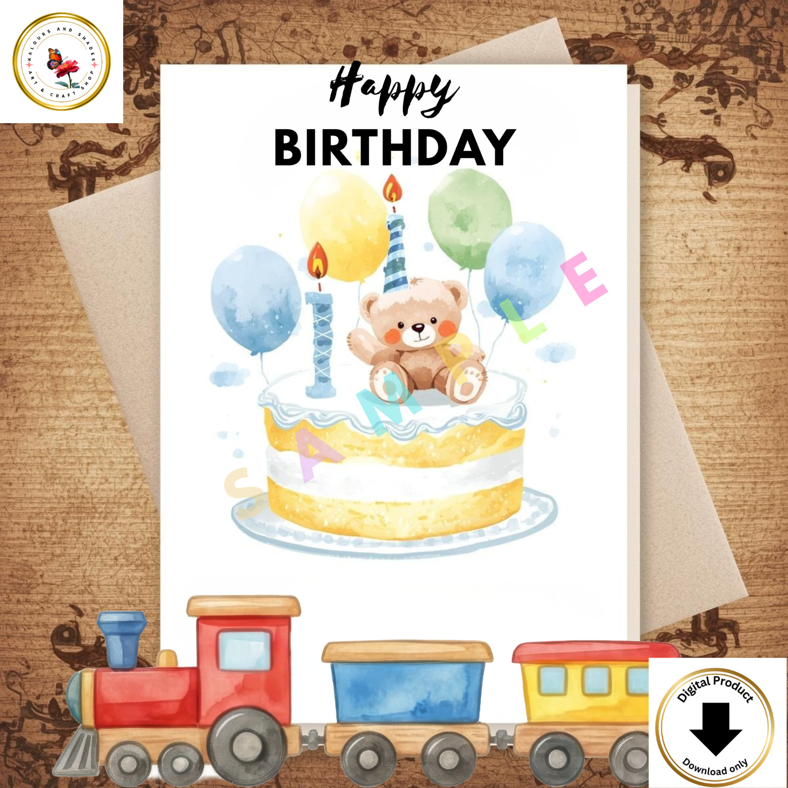 New Bunny on Cake Birthday Digital Birthday Card Printable shareable