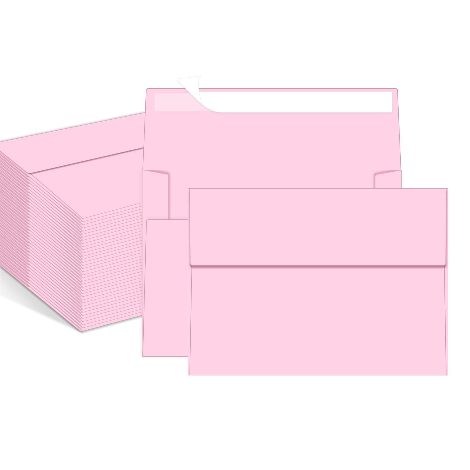 100 Pack Pink 5×7 Envelopes A7 Invitation Self Seal For Greeting Cards