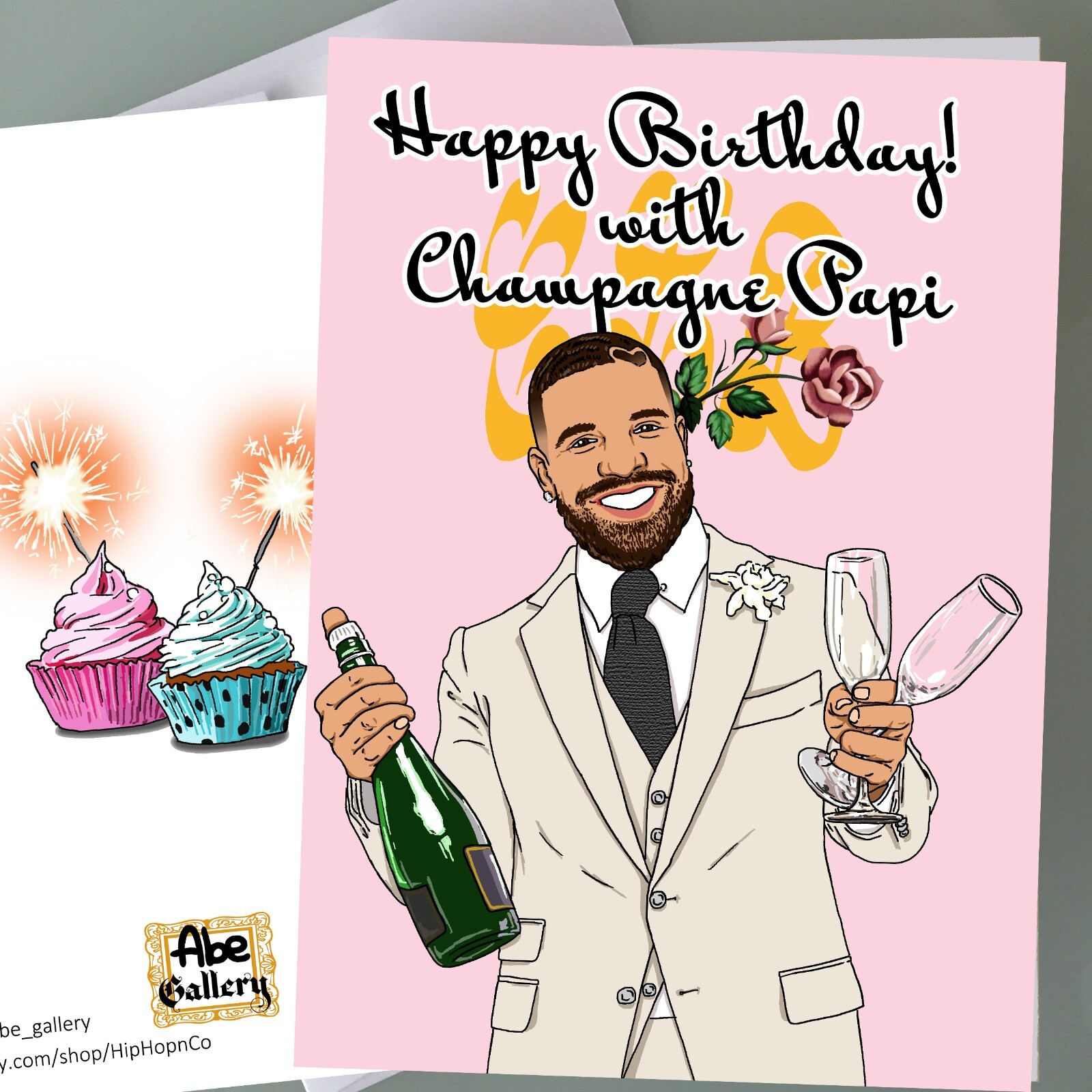 Drake Birthday Card – Champagne – Funny Birthday Card Hip Hop Fan Art Happy Bday