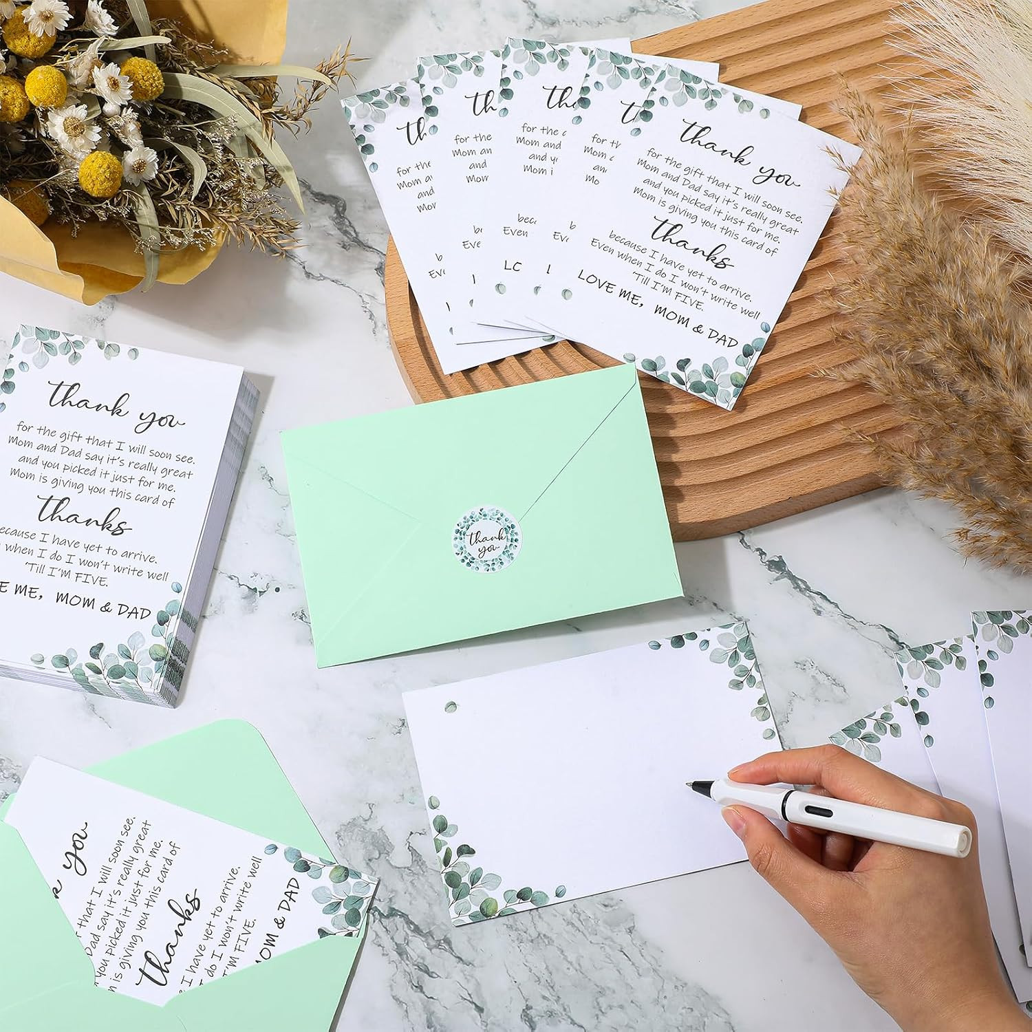 50 Set Baby Shower Thank You Cards with Envelopes Stickers Thank You Gifts for B