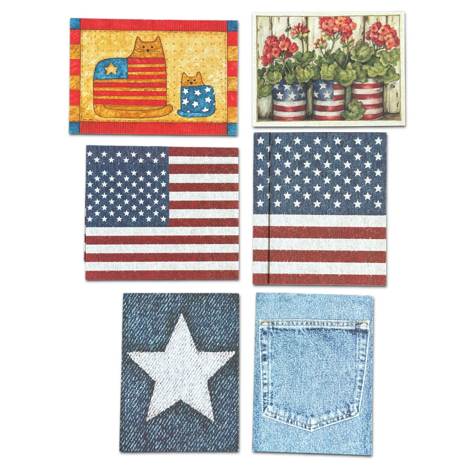 LOT OF 8 CURRENT INC BLANK Notecards + Envelopes, Patriotic American Flag USA