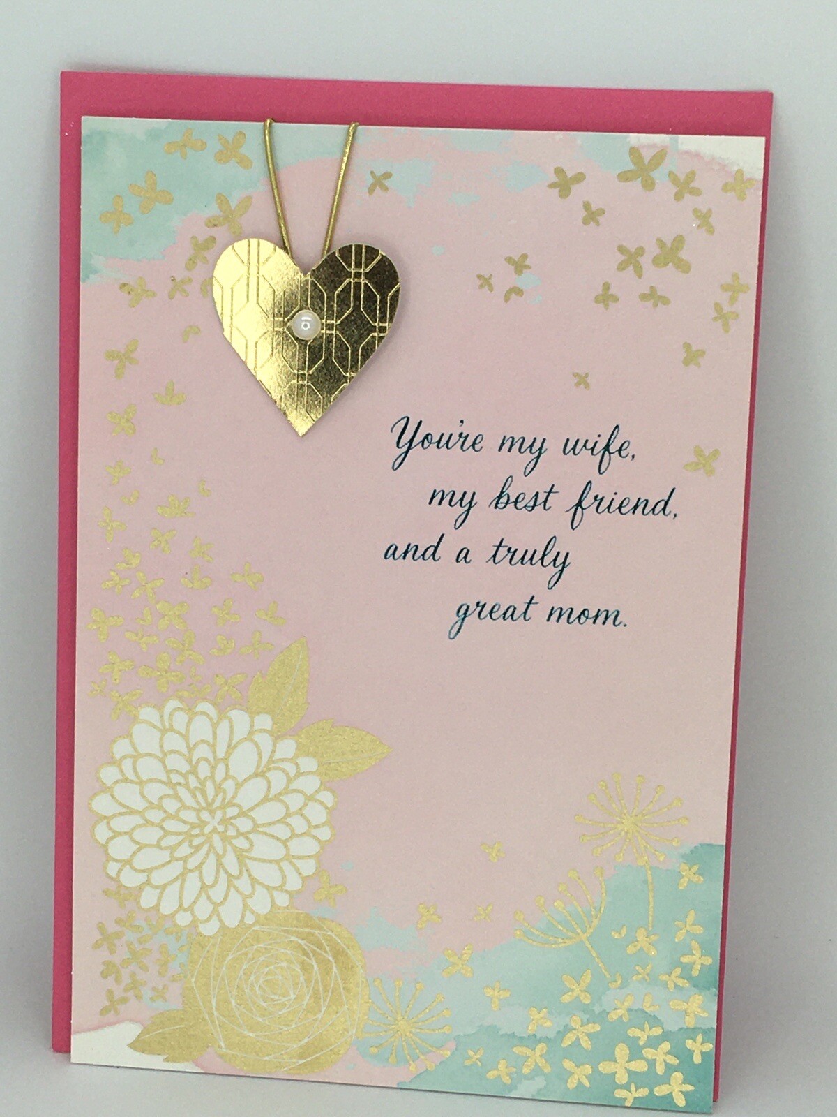 Hallmark Mother’s Day Card Woman I LOVE WIFE PARTNER Flowers Heart 8×5.5