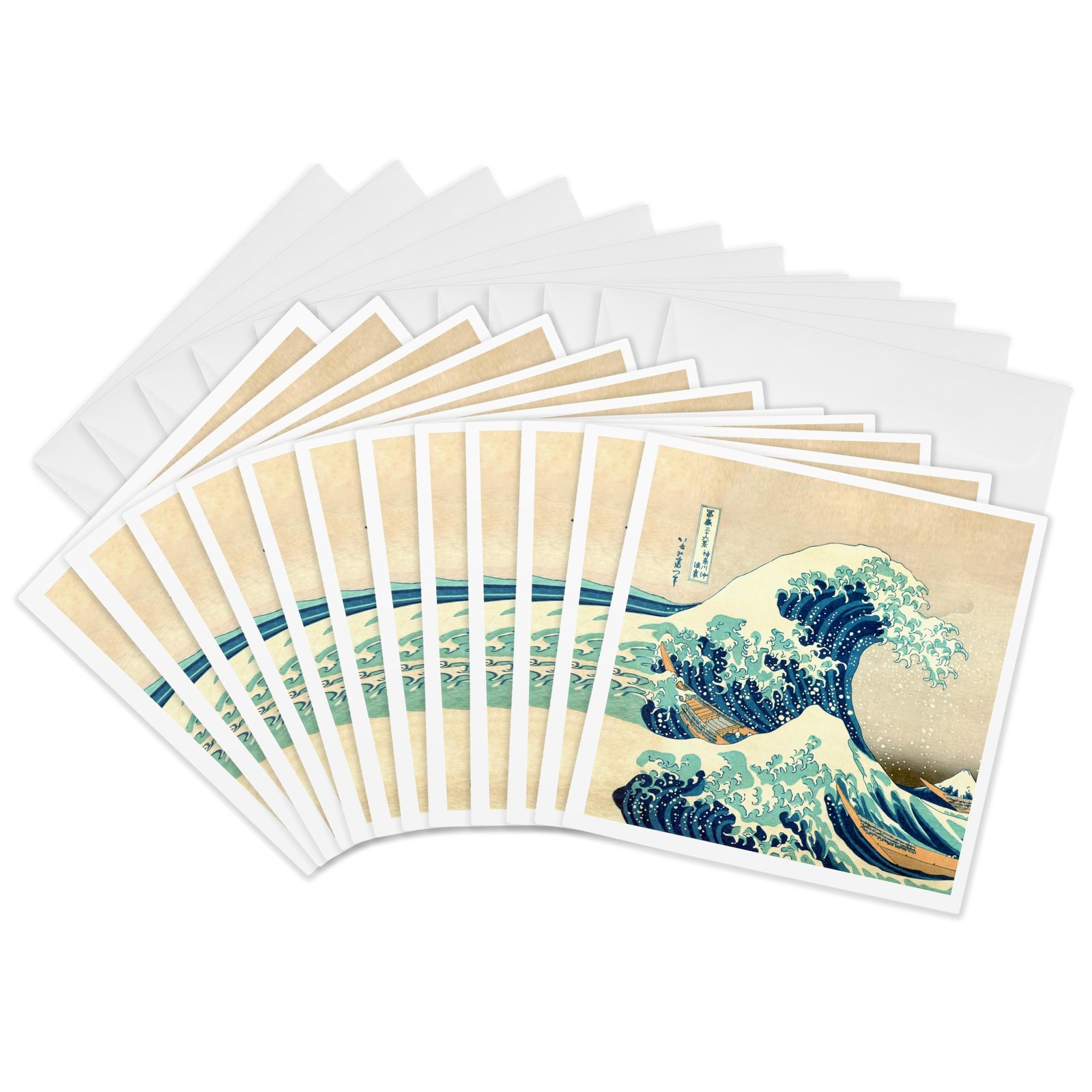3dRose Hokusai Great Wave Off Kanagawa Greeting Cards – 6x6in, Set of 12