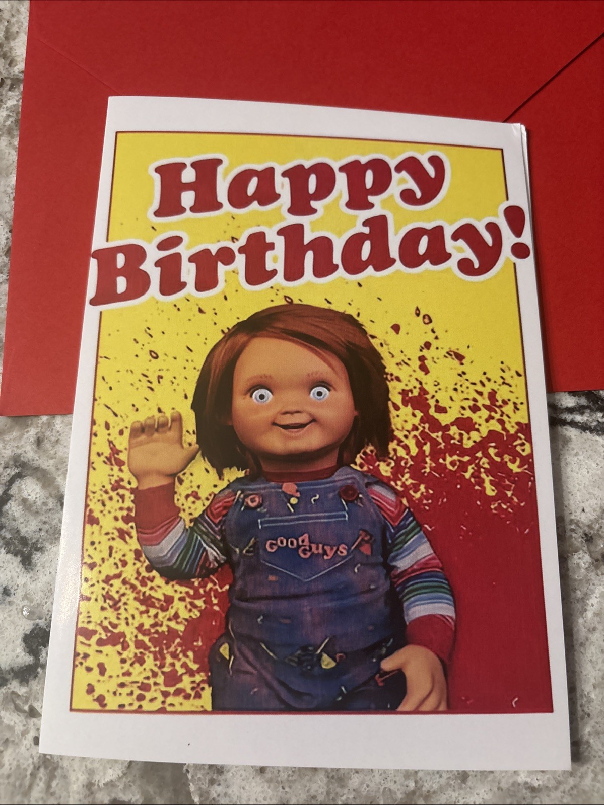 Birthday Chucky Horror Movie Funny 4.6”x6.6” Blank Inside Greeting Card