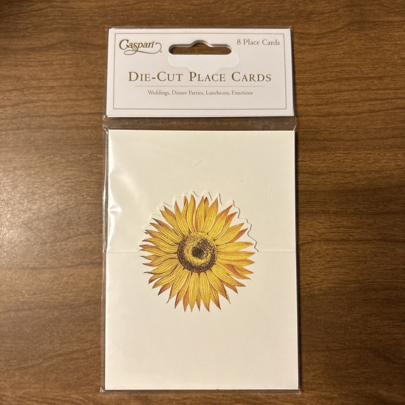 NIP Caspari Pack Of 8 Die-cut Sunflower Place Cards Made In USA Sealed Package
