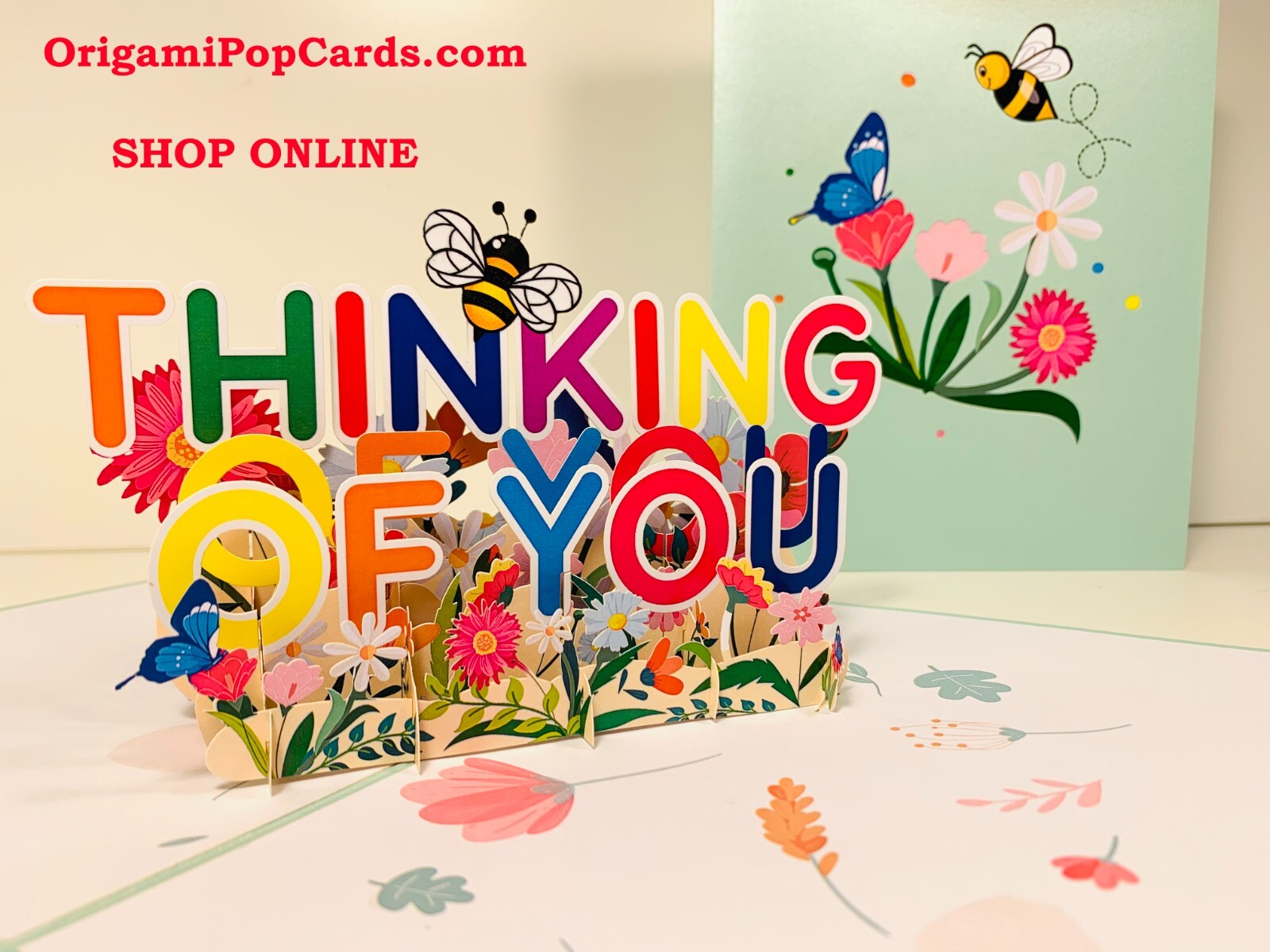 Origami Pop Cards Sweetheart Spring Garden Flowers THINKING OF YOU Card Love