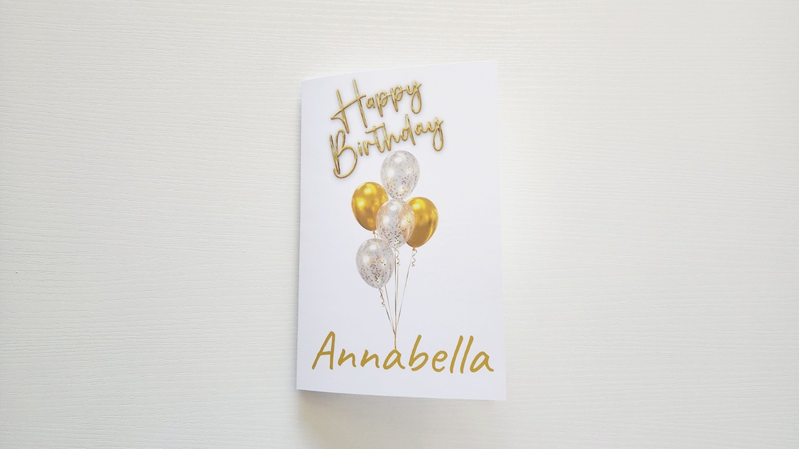 Personalized Birthday Card, Custom Name Birthday Card,Gold Balloon Birthday Card