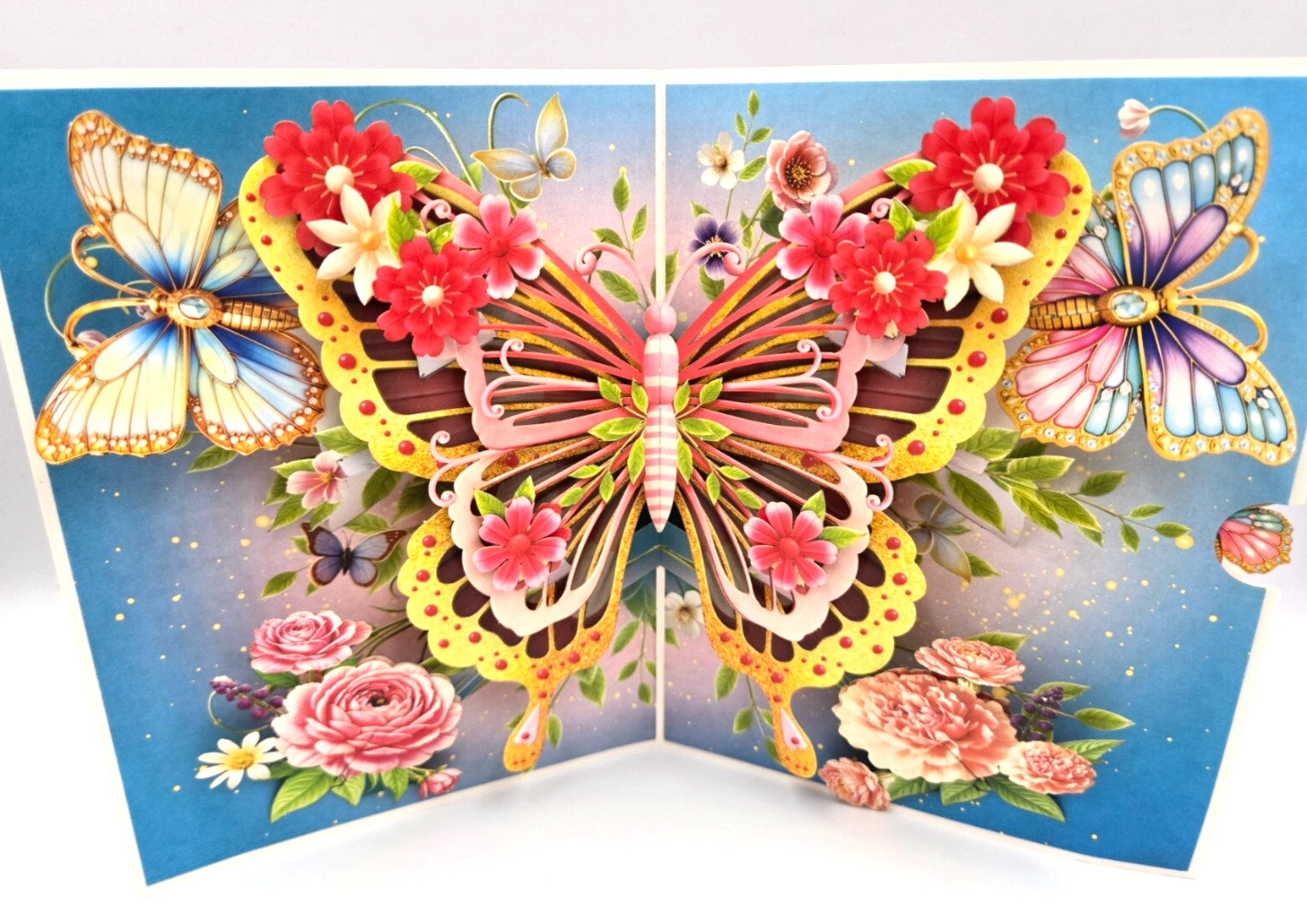 3D Pop-Up Card For Mother, Butterfly and Floral Garden Design, All Occasion