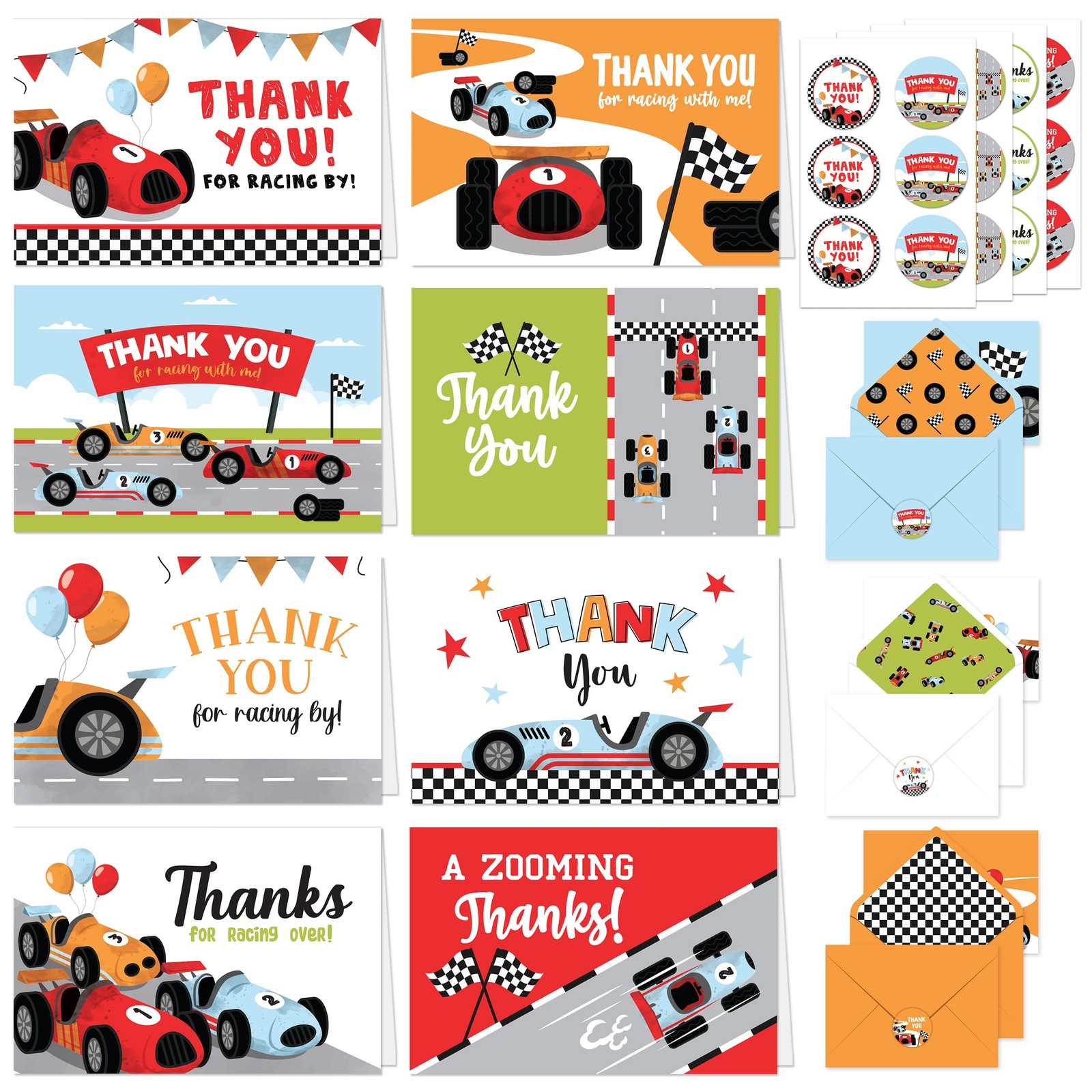 Decorably 24 Pack 6x4in Race Car Thank You 6 inches x 4 inches,