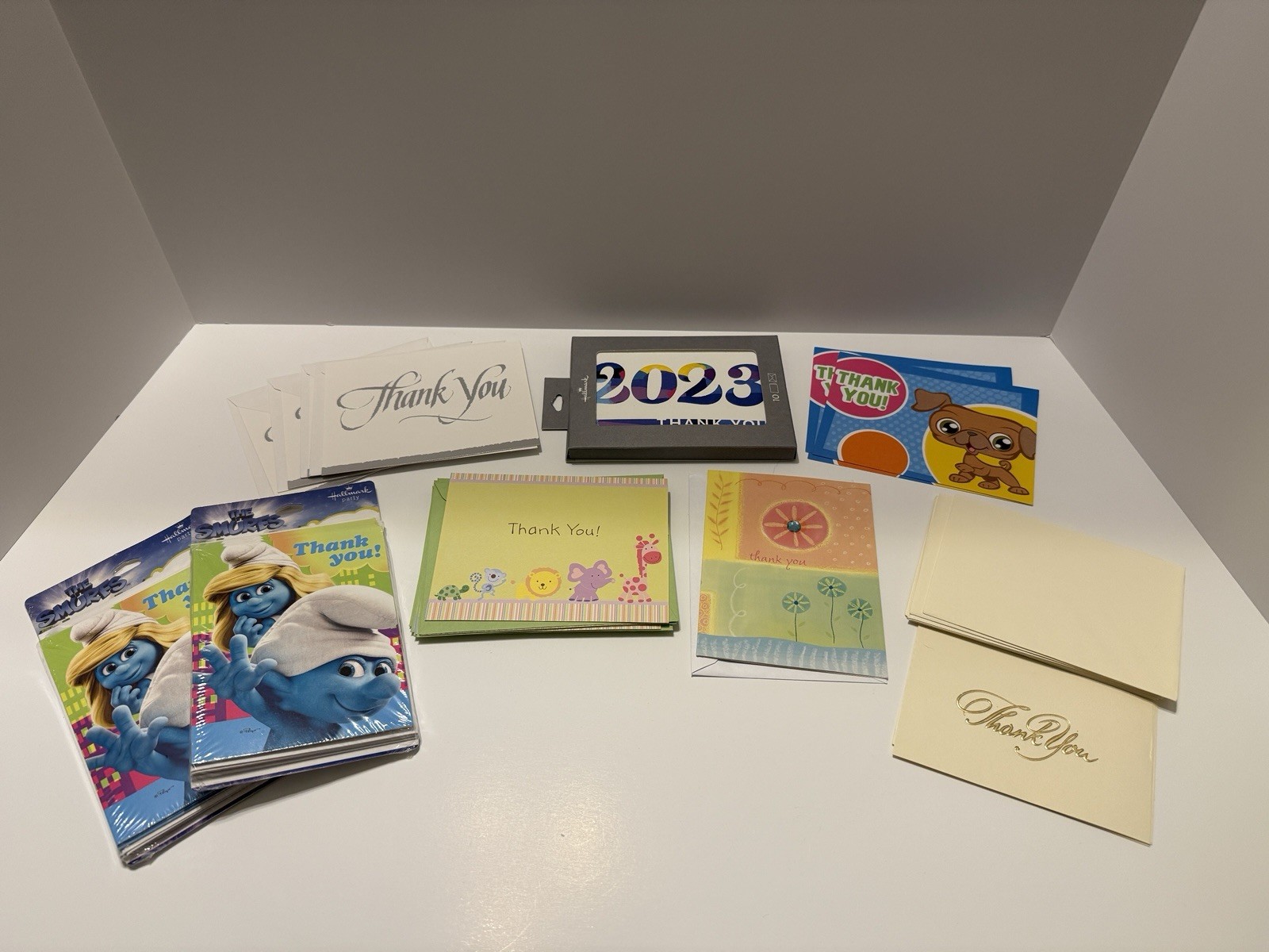Thank You Greeting Cards LOT – The Smurfs, Circus Animals, LPS – 45 Total