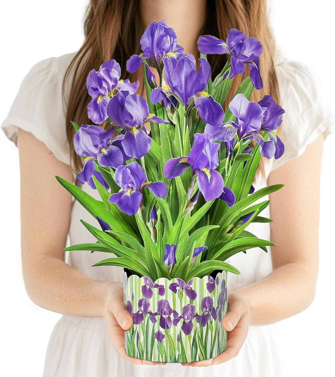 3D Greeting Cards Pop up Cards 16″ Iris Paper Flower Bouquet Gifts for Women Mom