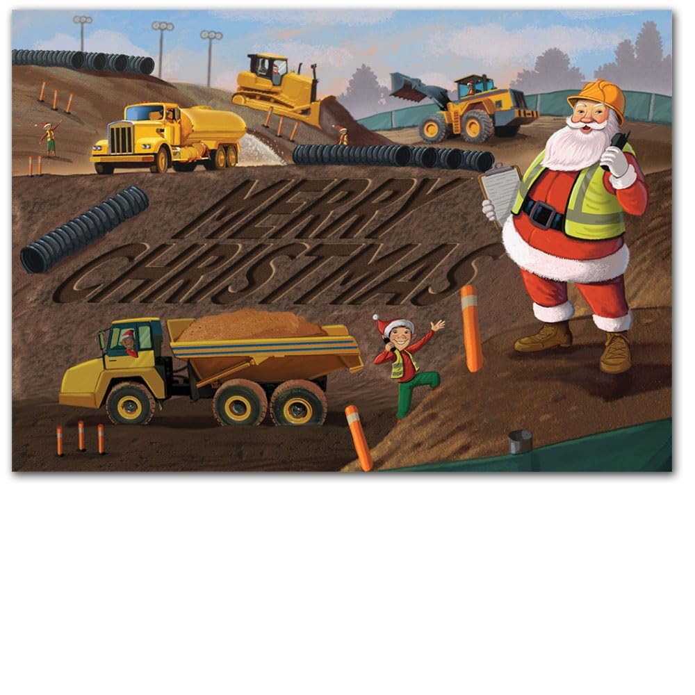 Industry Greetings Construction Christmas Cards – 50-Pack Bulk Corporate Holiday
