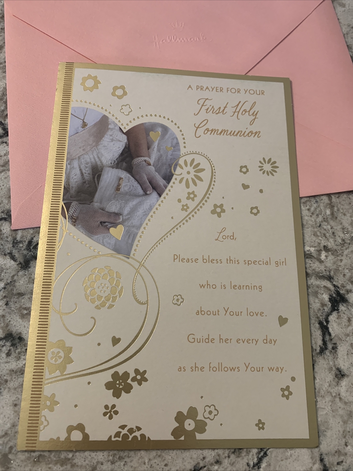 First Holy Communion Special Girl Bless 5.5”x8” Religious Greeting Card