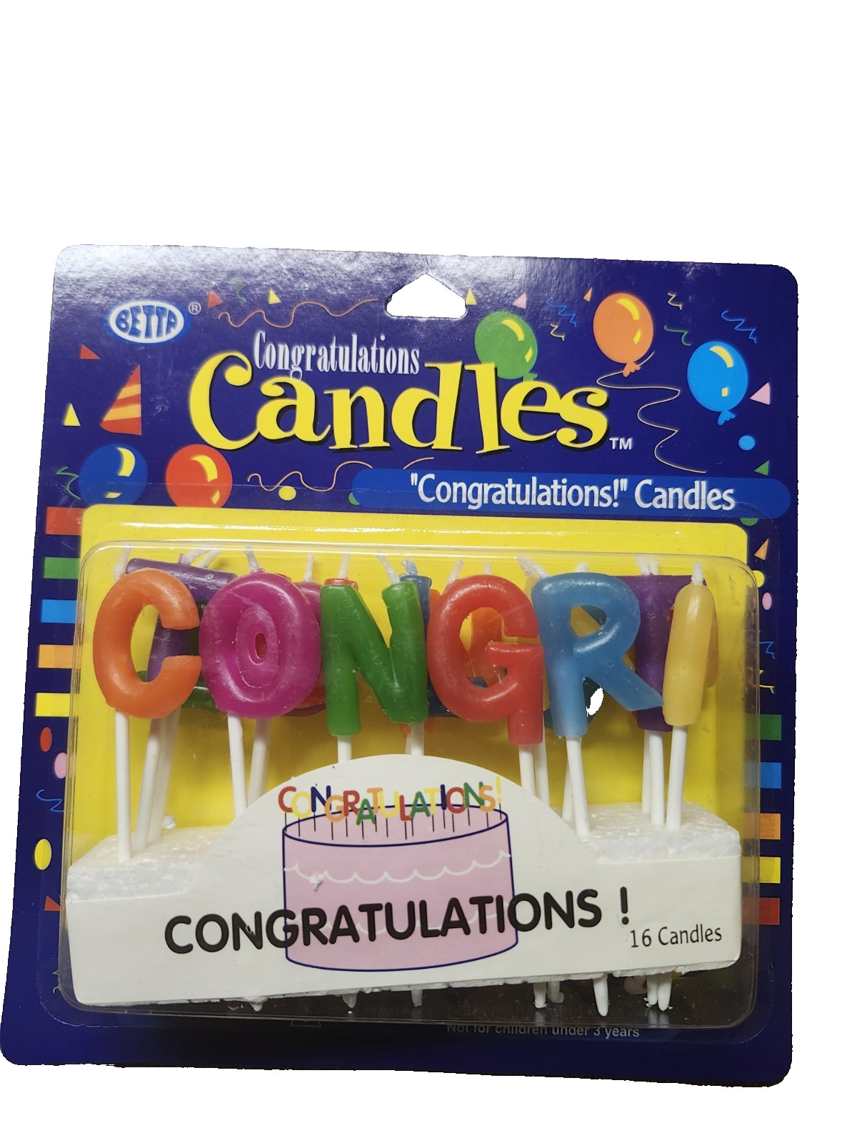 Party Express 16 Multi-colored Candles Spelling Congratulations From Betta