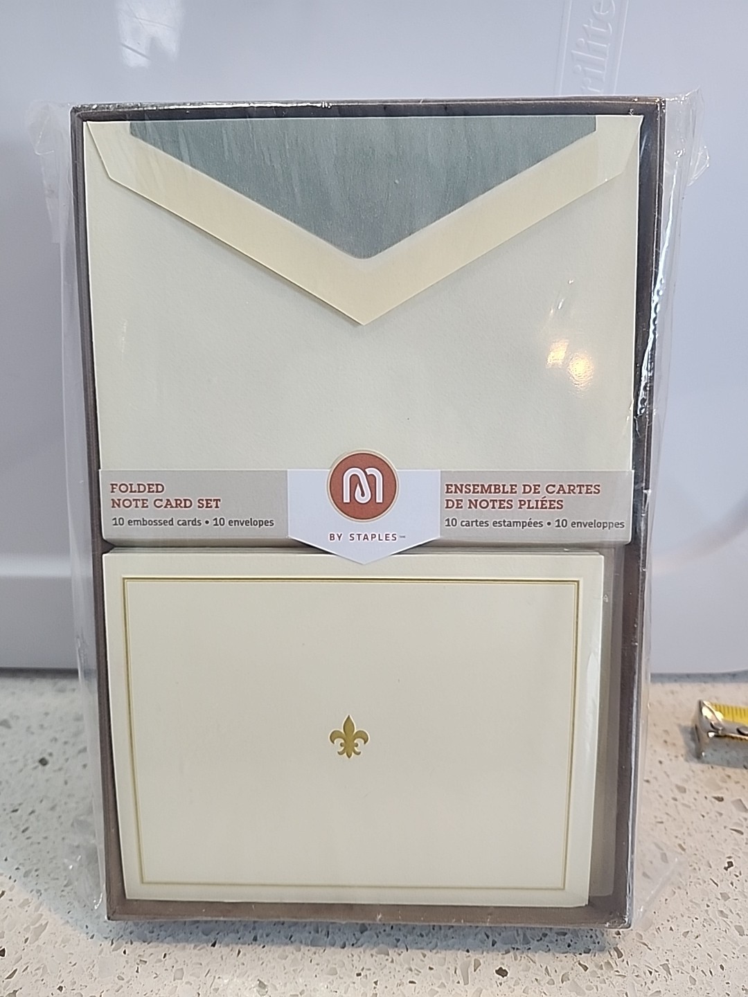 40 Blank Cream Gold Embossed Fluer De Lis Note Cards Set Stationery New Sealed