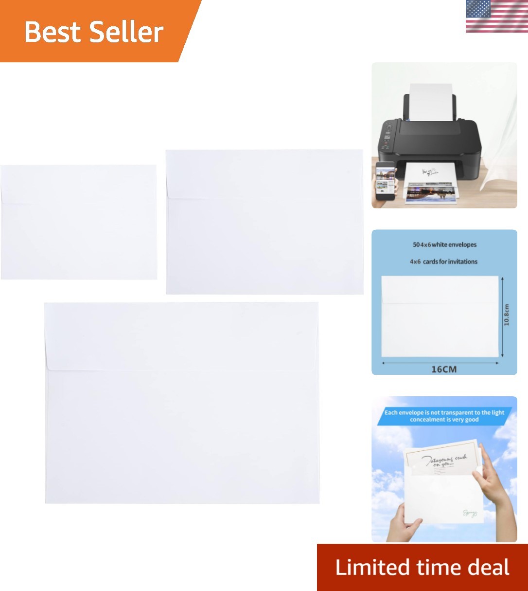 50 Pack 4×6 White A4 Envelopes – Self Seal for Weddings, Invitations, Greetin…