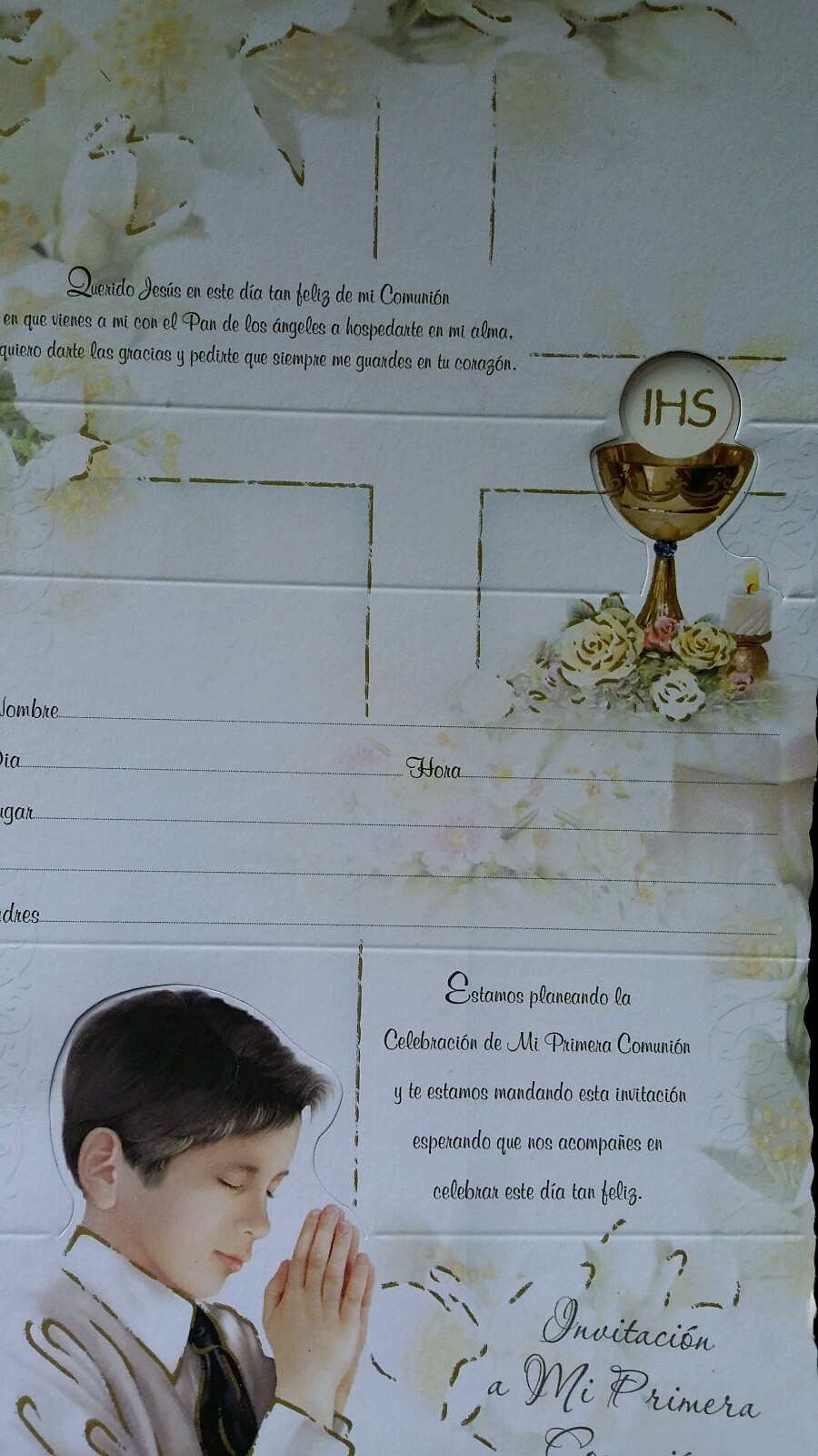 Invitaciones de Primera Comunion (Spanish First Communion Invitations)Nino