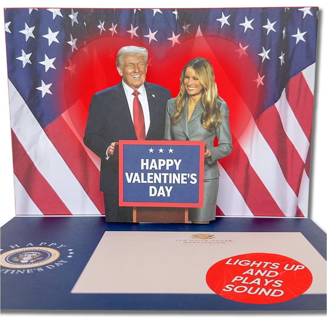 Trump Valentine’s Day Talking Pop Up Card with Donald Melania, Light Sound …
