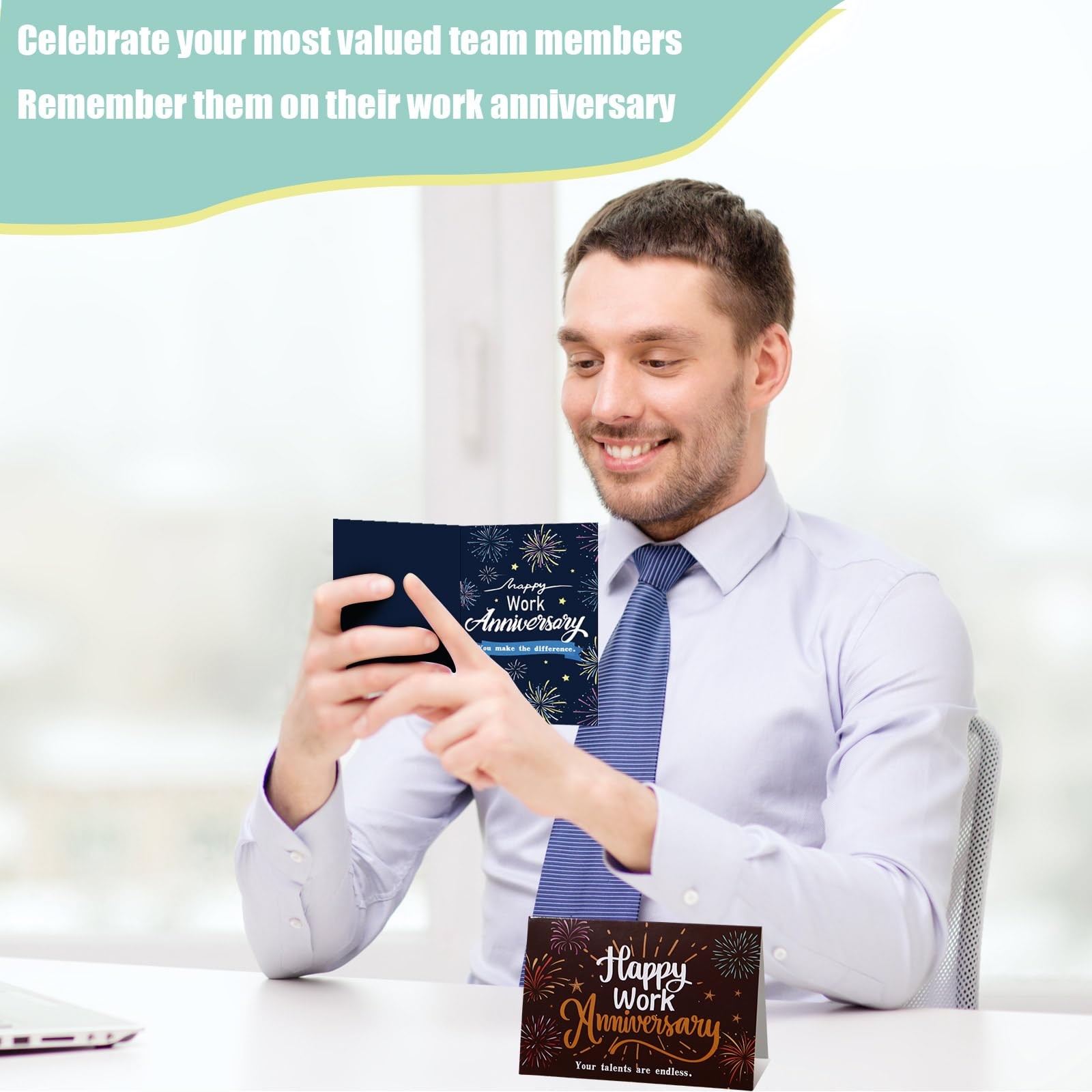 Motiskyy 100 Sets Happy Work Anniversary Cards with Envelopes and Stickers Em…