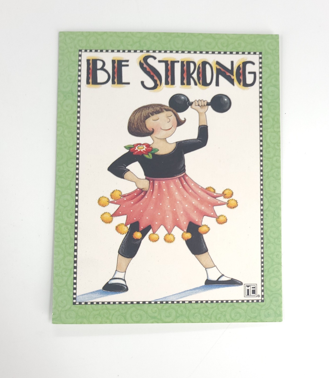 Mary Engelbreit ME Be Strong Brown Brunette Bob Girl Blank Inside Greeting Card