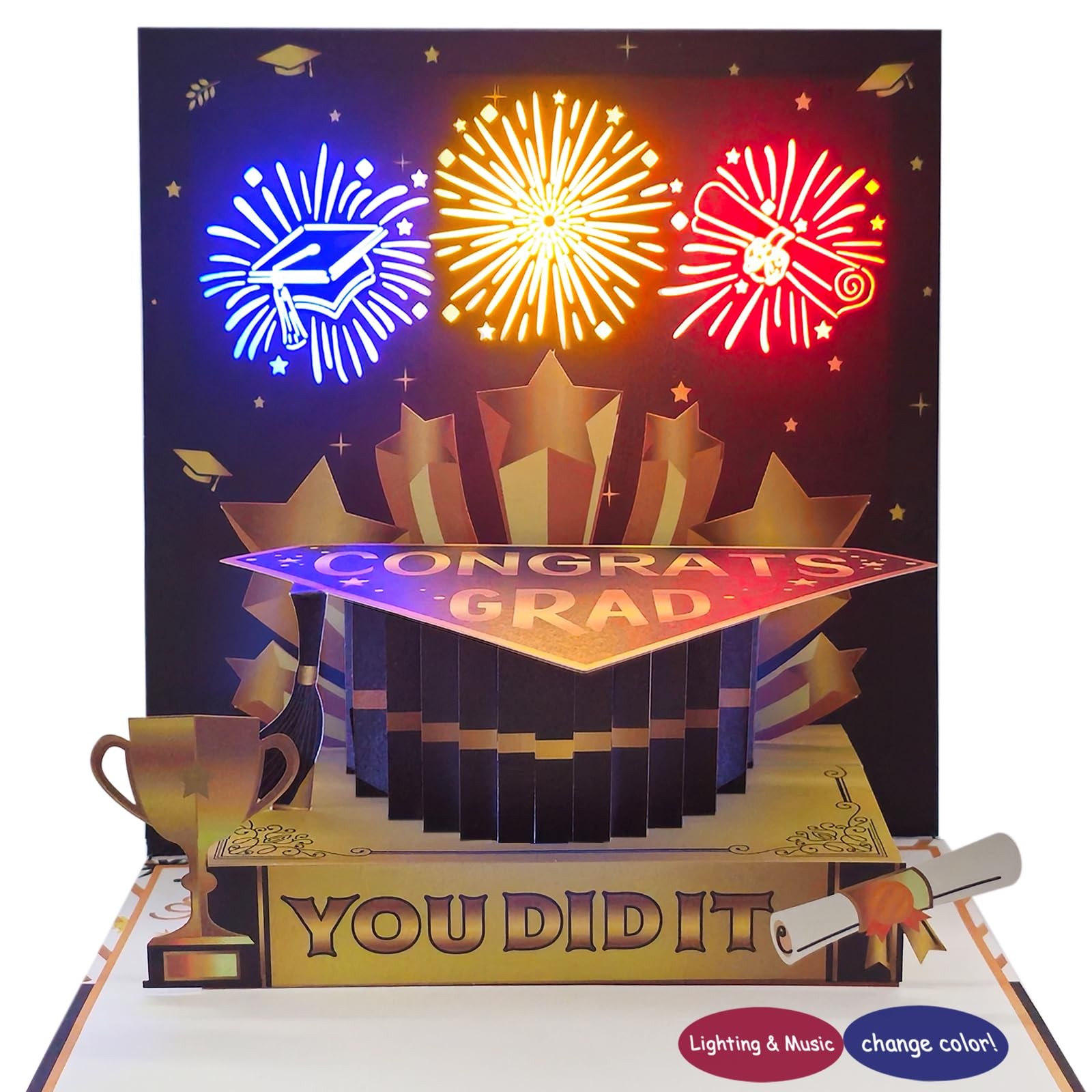 Graduation cards 2026 pop up Greeting Card with Music &Lights, Congratulation…