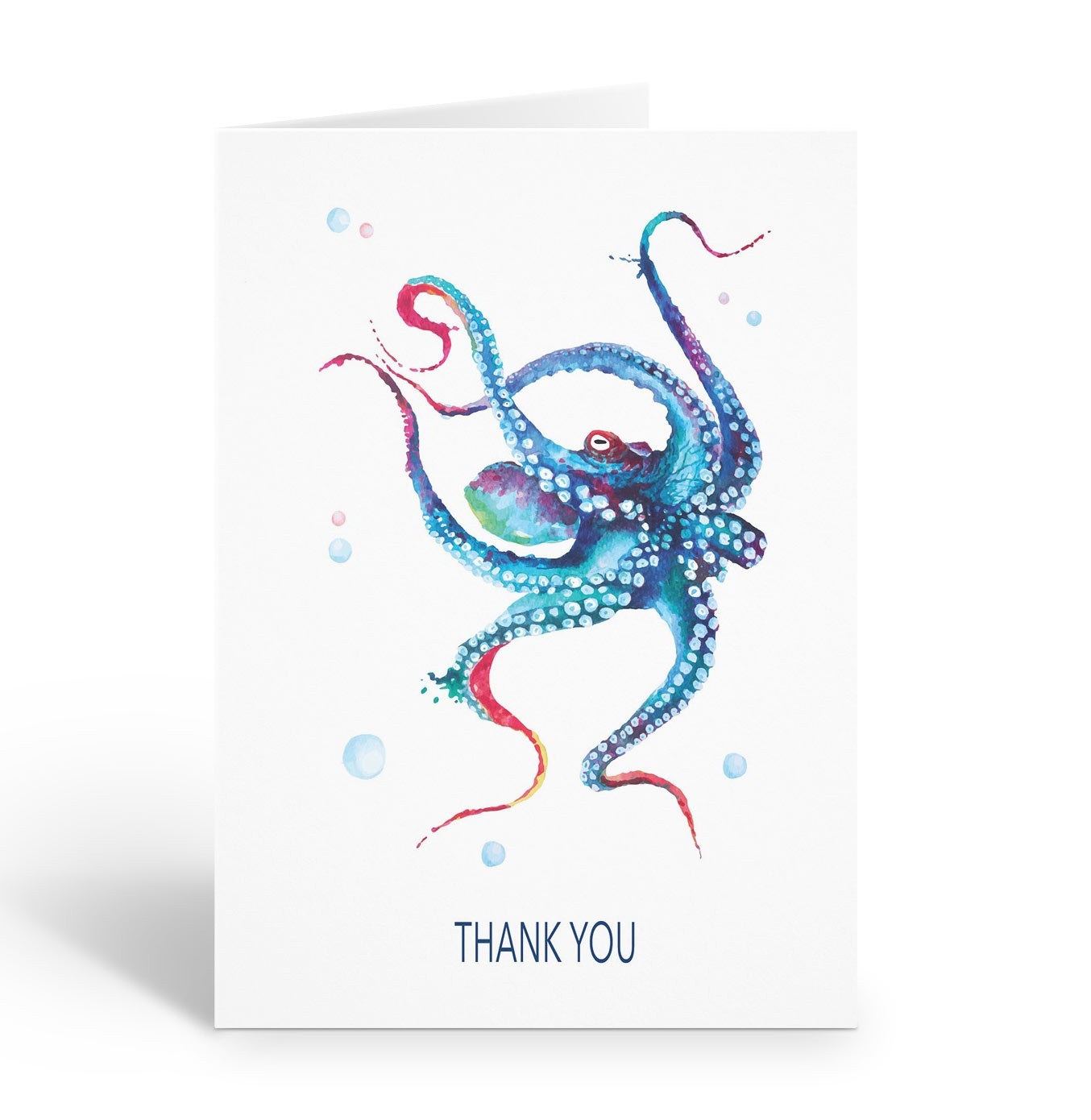 Octopus Thank You Note Cards, 10 cards w/Envelopes – Size 4.25″ x 5.5″
