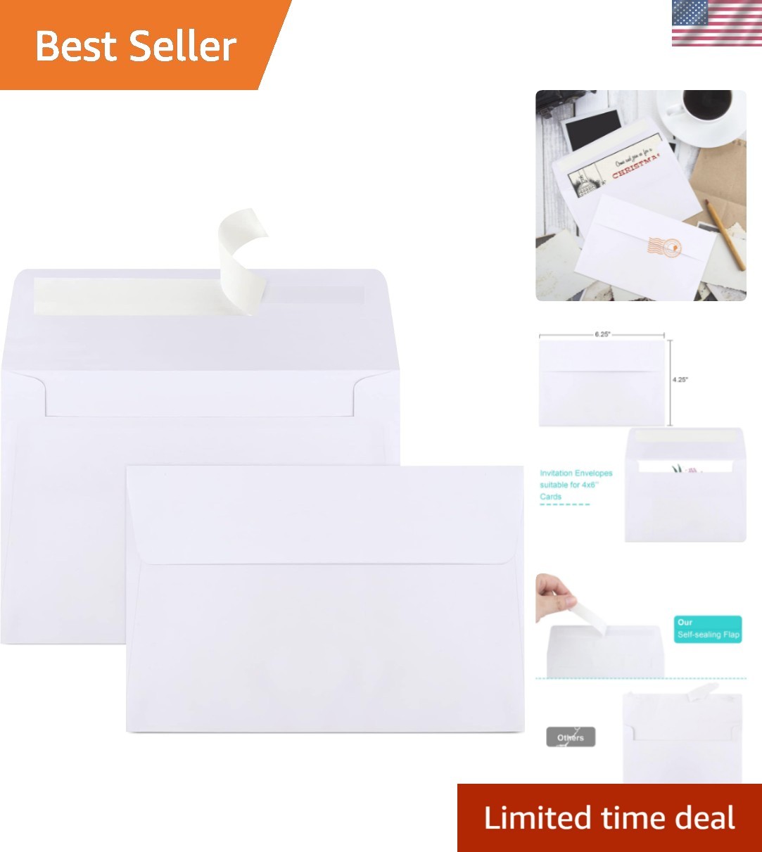 Customizable 70 Pack A4 White Envelopes with Self-Seal Closure for All Occasions